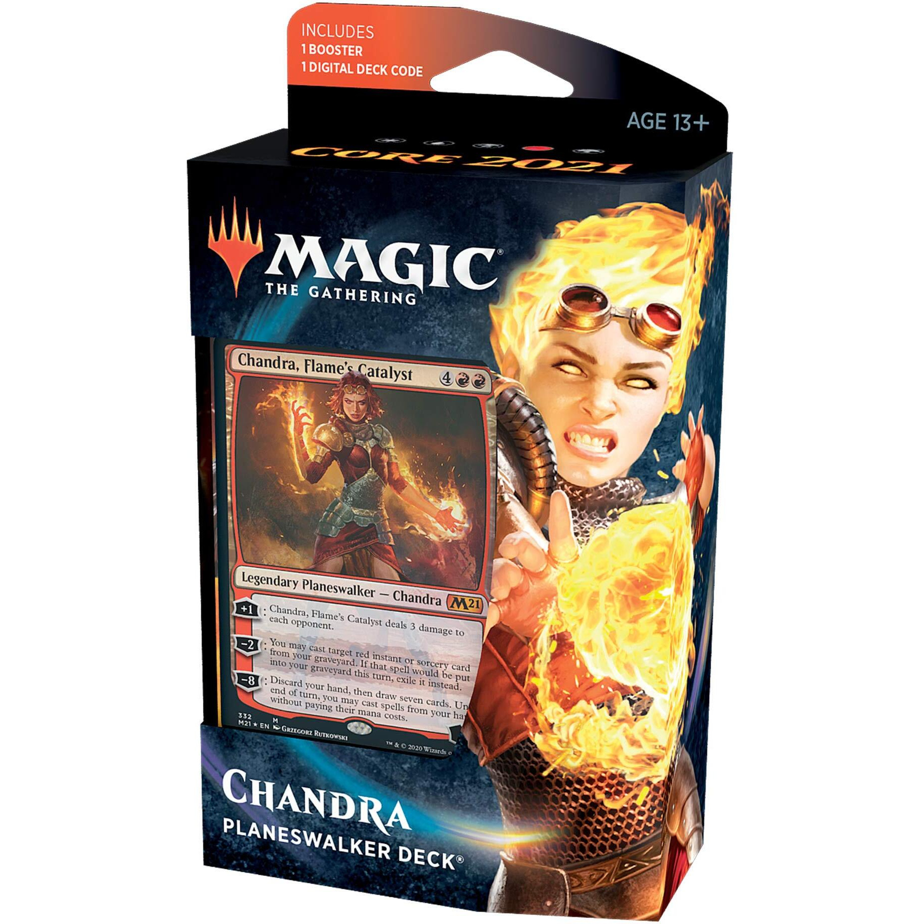 Magic The Gathering Chandra  Flames Catalyst Planeswalker Deck | Core Set 2021 (M21) | 60 Card Starter Deck  C76580000