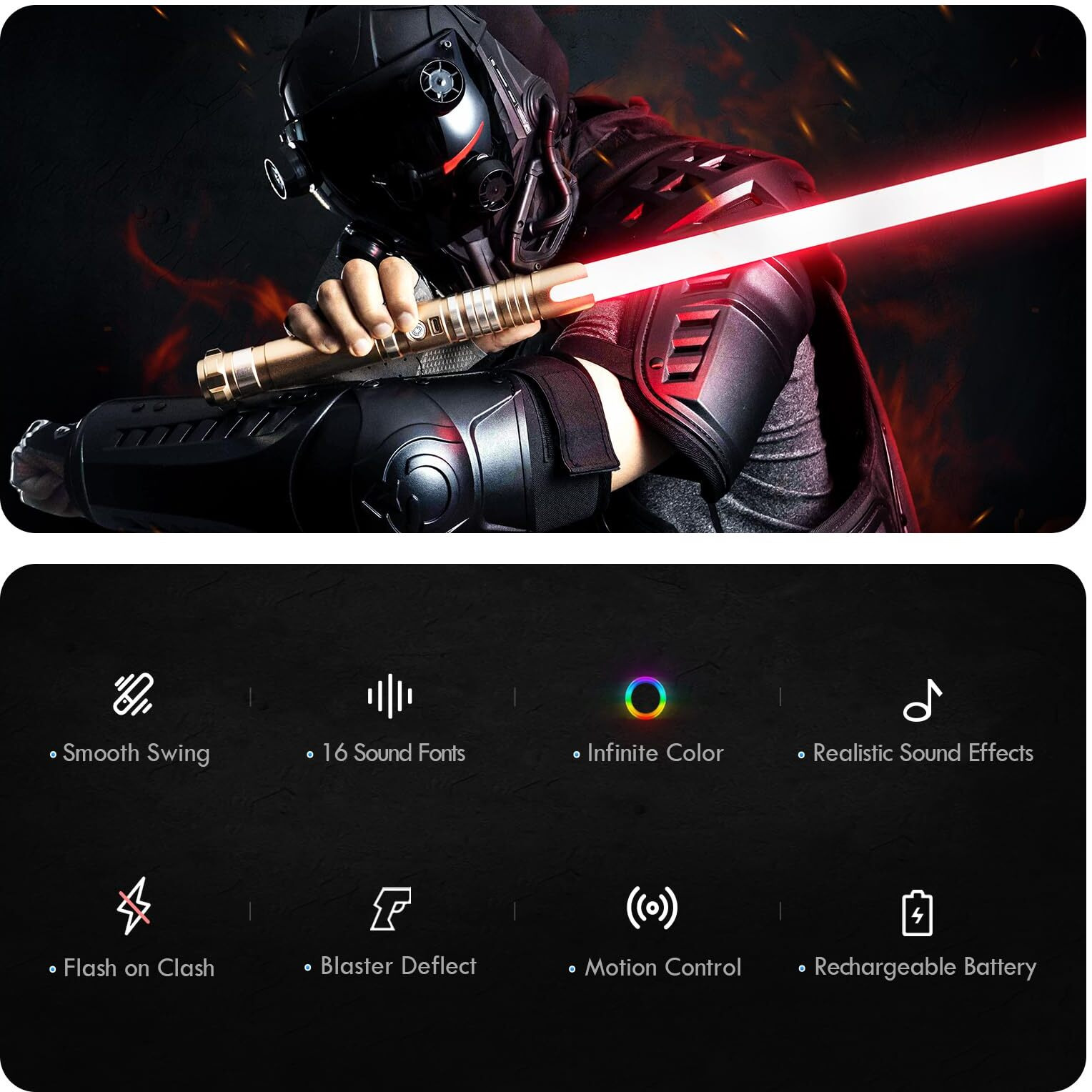 Damiensaber Upgrade Rgb3.0 Smooth Swing Light Saber  Motion Control Light Saber With Realistic 16 Sound Fonts Infinite Color Changing 16 Rgb  Heavy Dueling Metal Light Saber For Adults  Rechargeable