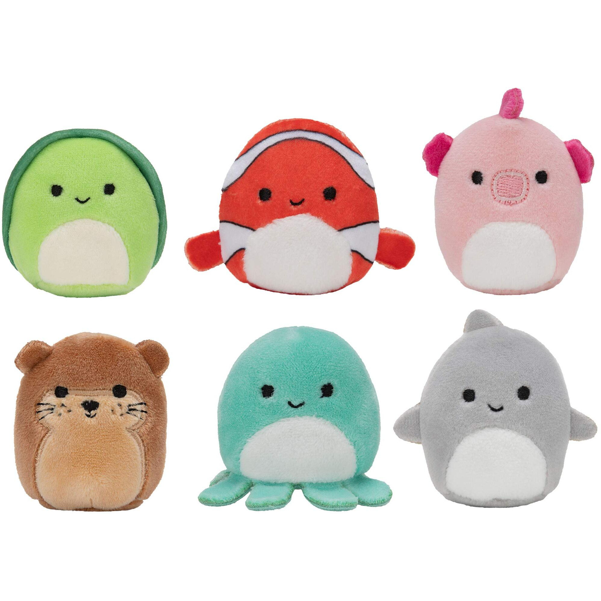 Squishville By Squishmallow Mini Plush Sealife Squad  Six 2  Sea Animals  Irresistebly Soft Colorful Plush  Mini Shark  Otter  And Seahorse