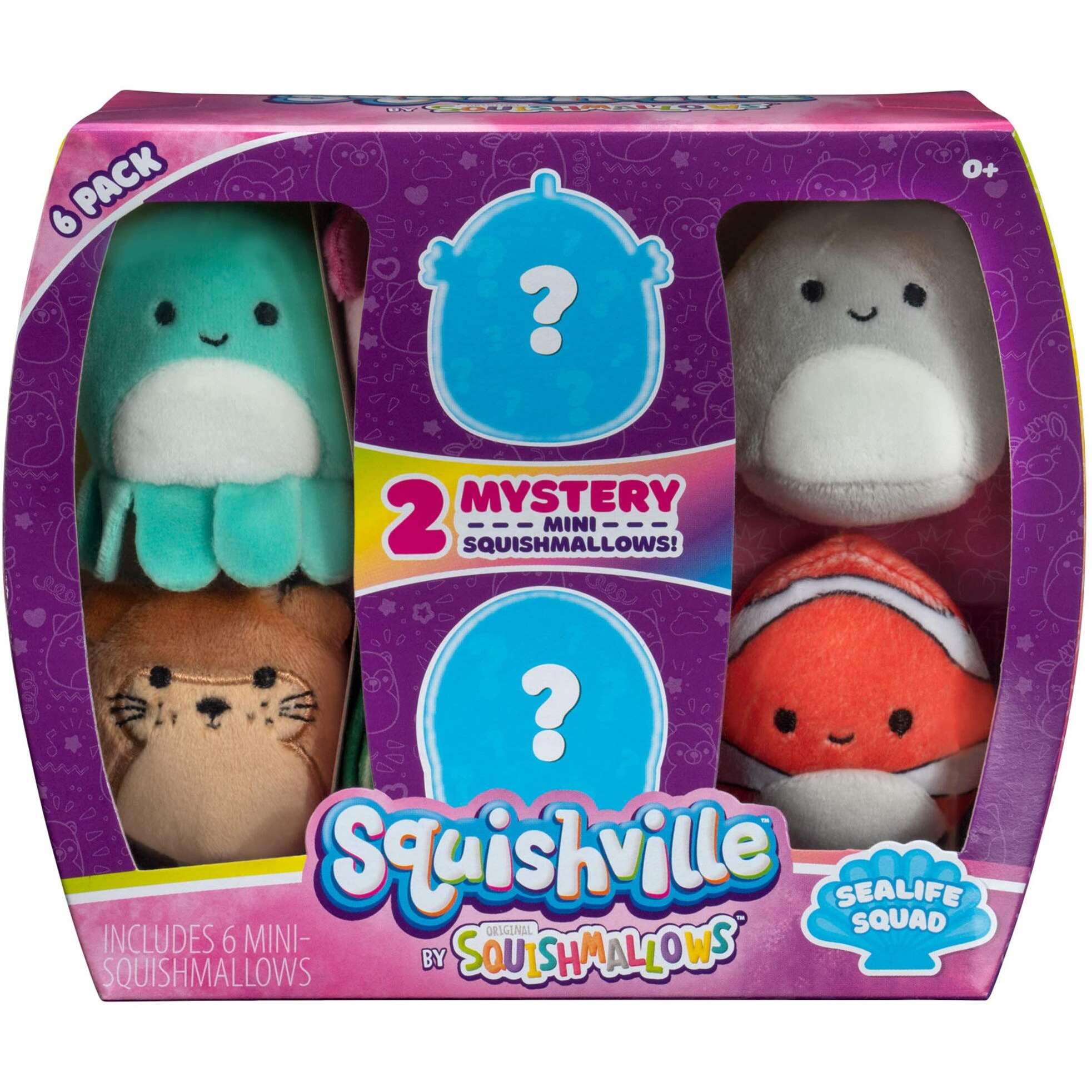 Squishville By Squishmallow Mini Plush Sealife Squad  Six 2  Sea Animals  Irresistebly Soft Colorful Plush  Mini Shark  Otter  And Seahorse