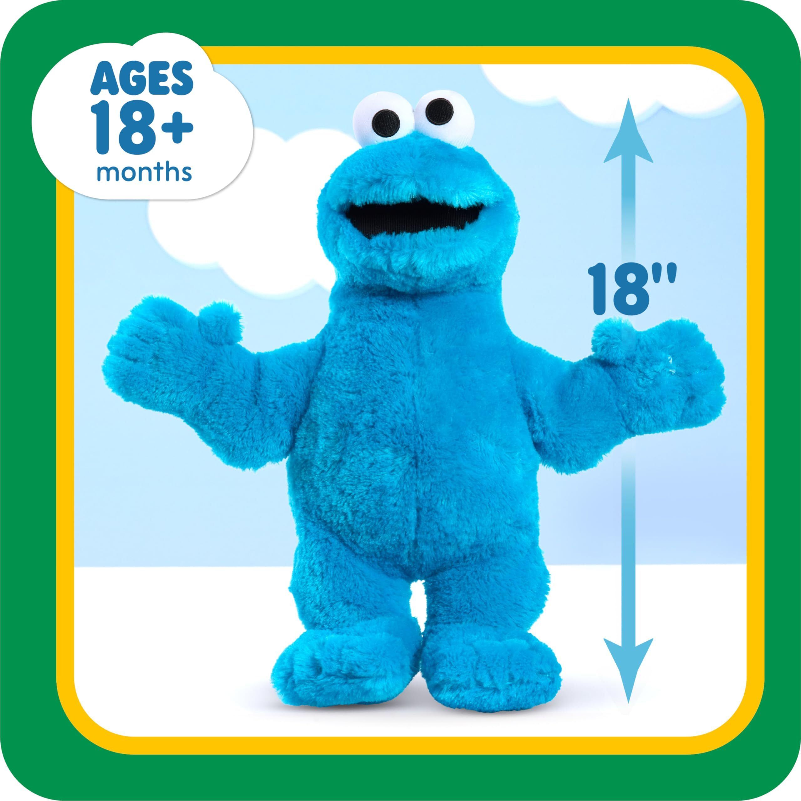 Sesame Street Big Hugs 18-Inch Large Plush Cookie Monster Stuffed Animal  Blue  Pretend Play  Kids Toys For Ages 18 Month By Just Play