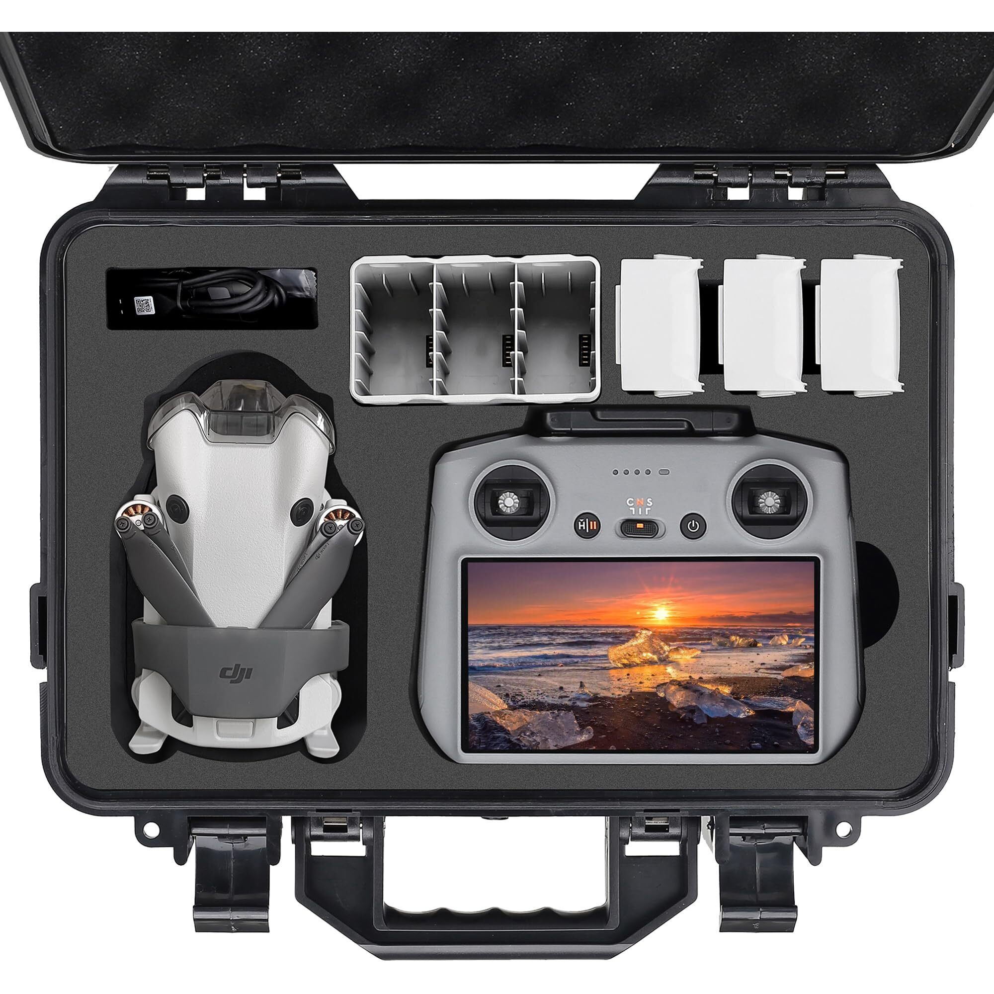 Ponyrc Professional Mini 4 Pro Hard Case For Dji Mini 4 Pro/Mini 3 Pro/Mini 3  Waterproof Travel Case For Dji Mini 3/4 Pro With Rc-N2/ Dji Rc 2 & Other Accessories