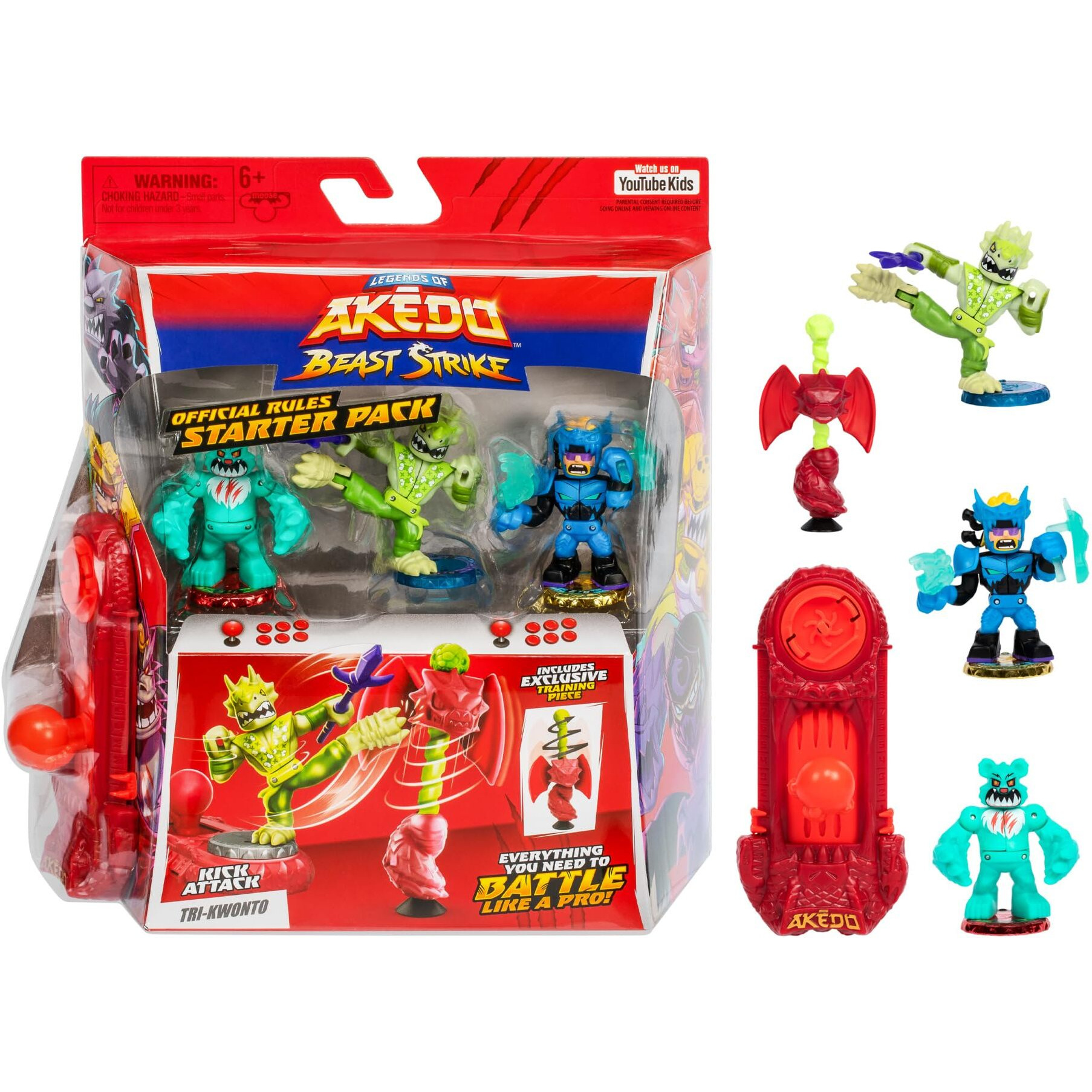 Legends Of Akedo Beast Strike Starter Pack | 3 Akedo Warriors | 1 Legendary Warrior  1 Beast Striker And 1 Ultra Rare Warrior | With Training Practice Piece And Exclusive Joystick Controller