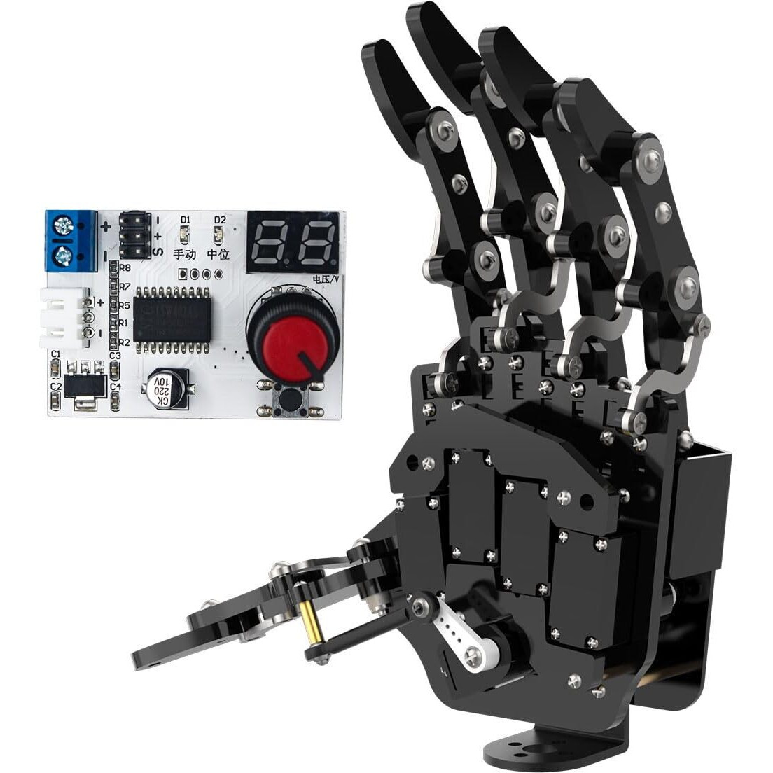 Robot Hand Five Fingers Solely Movement Bionic Robot Mechanical Arm Diy - Left Hand With Servo Tester