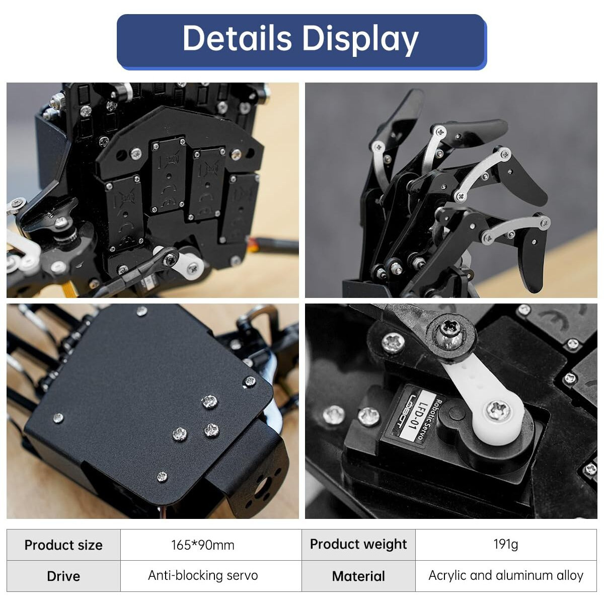 Robot Hand Five Fingers Solely Movement Bionic Robot Mechanical Arm Diy - Left Hand With Servo Tester