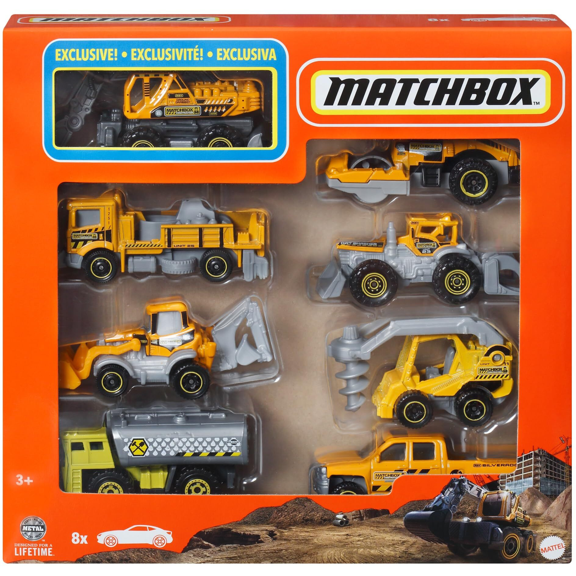 Matchbox Toy Cars Or Trucks 8-Pack  Set Of 8 Die-Cast 164 Scale Vehicles  Themed Multipack  Including 1 Exclusive (Styles May Vary)
