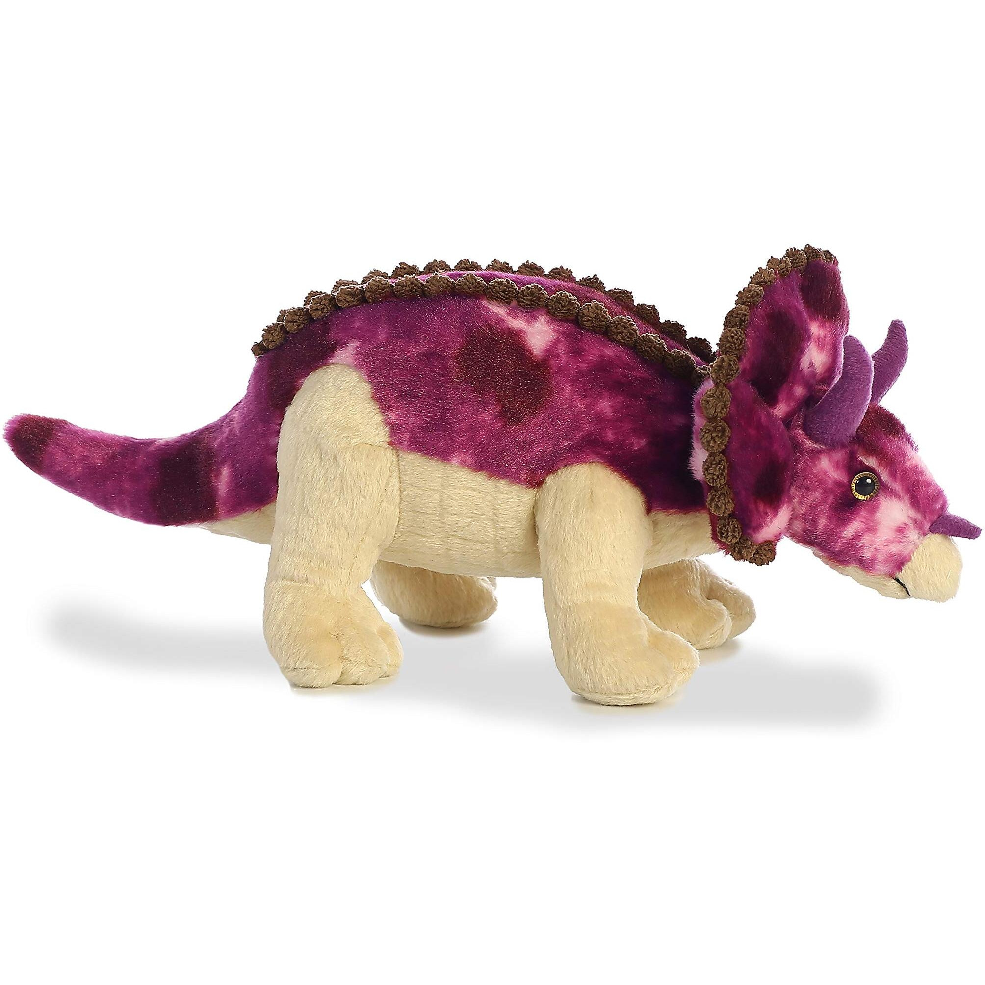 Aurora Ferocious Dinos & Dragons Triceratops Stuffed Animal - Prehistoric Fun - Cuddly Companions - Purple 14 Inches