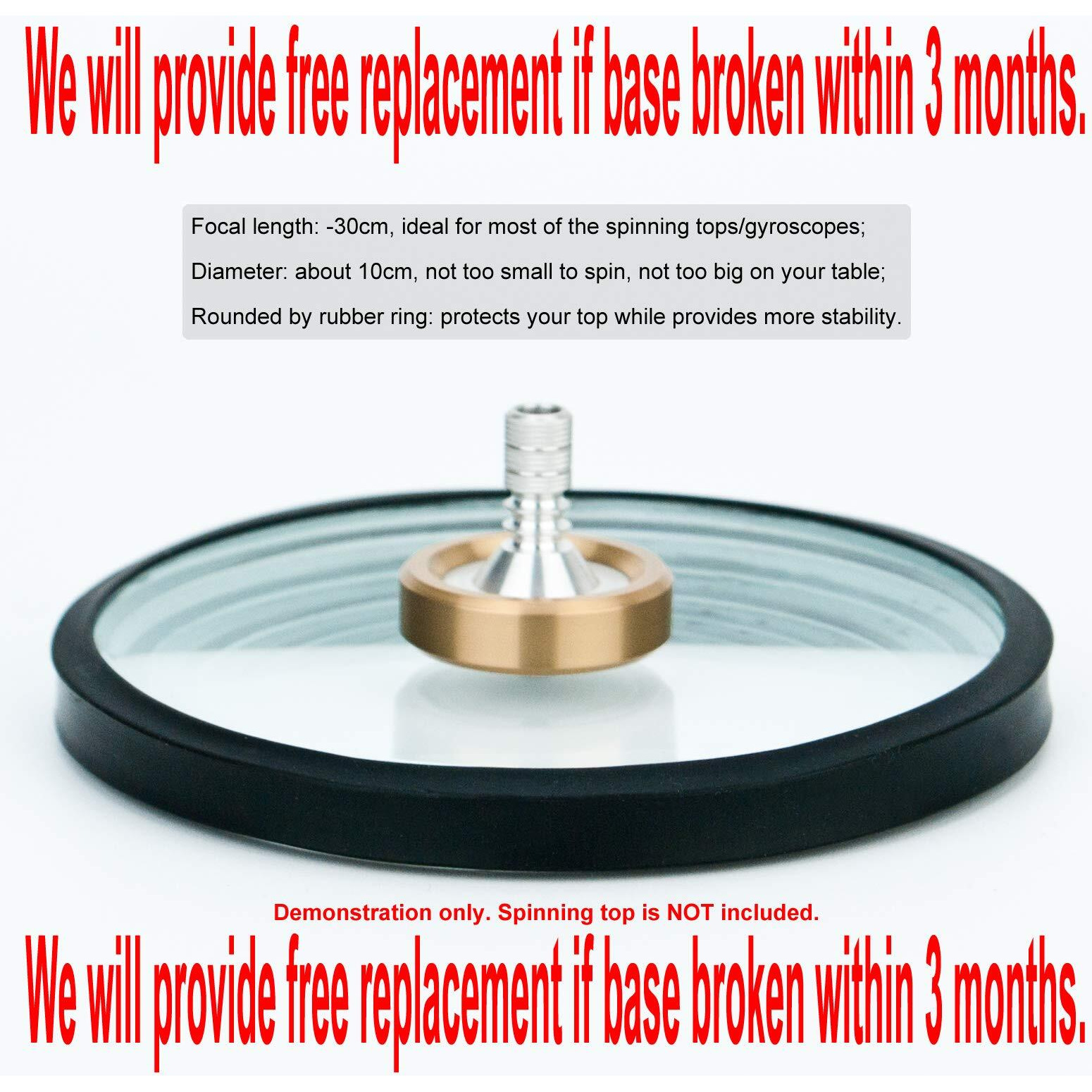 Djuiinostar 4"" Spinning Top Base (Rounded By Silicone)  30Cm Focal Length (Double Concave)  100Mm Large Gyroscope Station (Help To Prolong Your Average Spinning Time) Dstb-1005