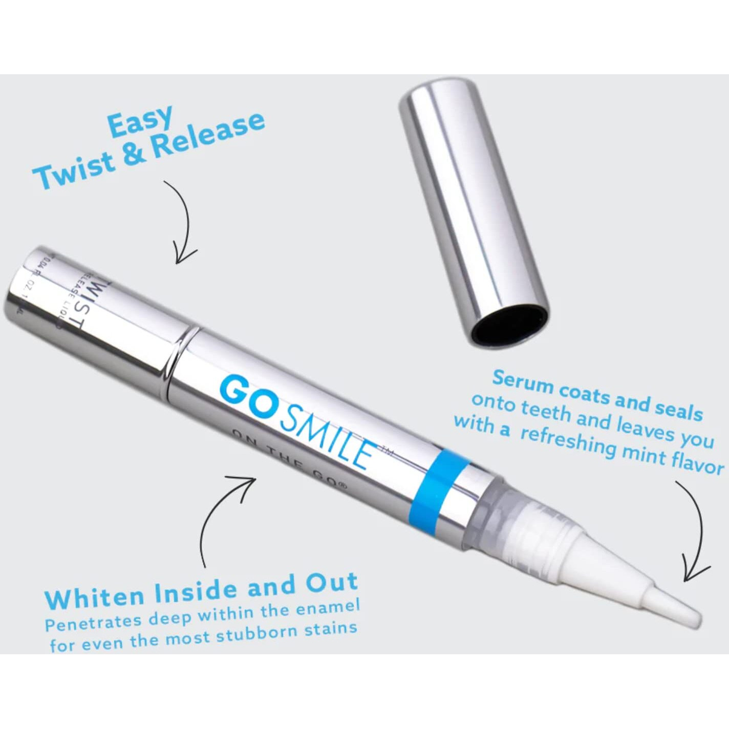 Go Smile On The Go Teeth Whitening Pen  Teeth Whitener & Stain Remover Self Care Gifts For Women & Men - Whitening Strips Alternative - Travel Size For Gift Basket Or Stocking Stuffers  Mint  1.3Ml
