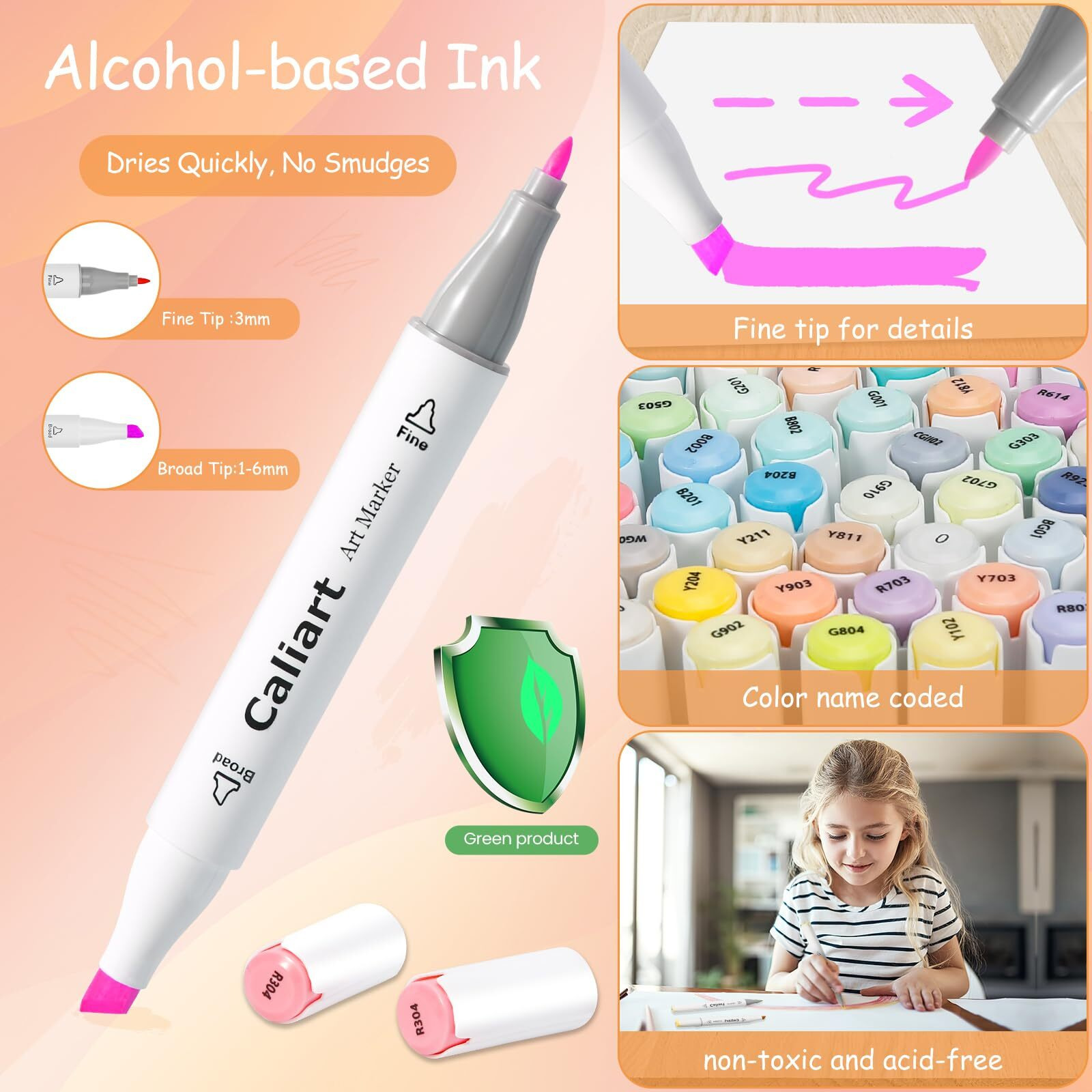 Caliart Pastel Markers  61 Colors Dual Tip Alcohol Markers  Easter Basket Stuffers For Kids Teens Toddler  Sketch Pens Permanent Art Markers Set For Adult Book Eggs Decorations Gift Drawing Supplies