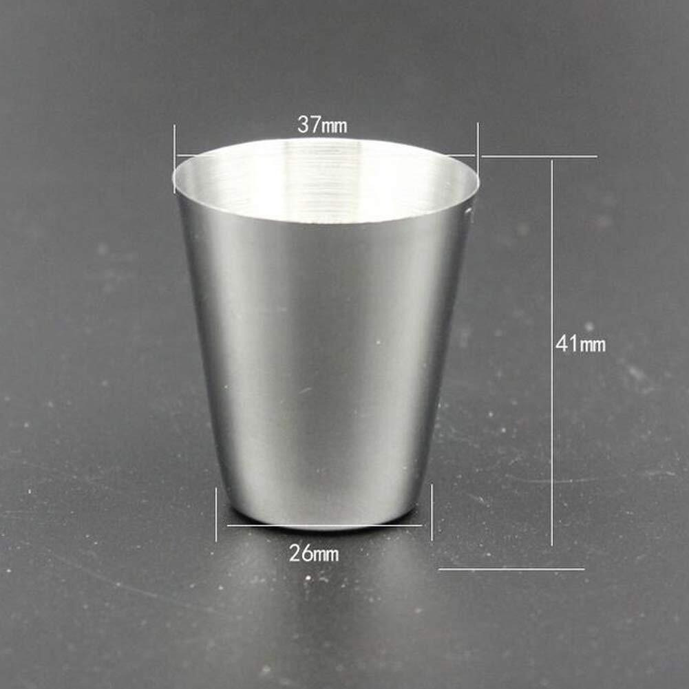 4 Pieces 30Ml (1Oz) Stainless Steel Shot Cups Shot Glass Drinking Vessel With One Black Pu-Leather Carrying Case Outdoor Camping Travel Coffee Tea Cup  Silver Cup  Black Case
