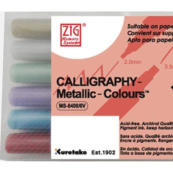Zig Ms-8400/6V Marker  6 Count (Pack Of 1)  Metallic Assorted