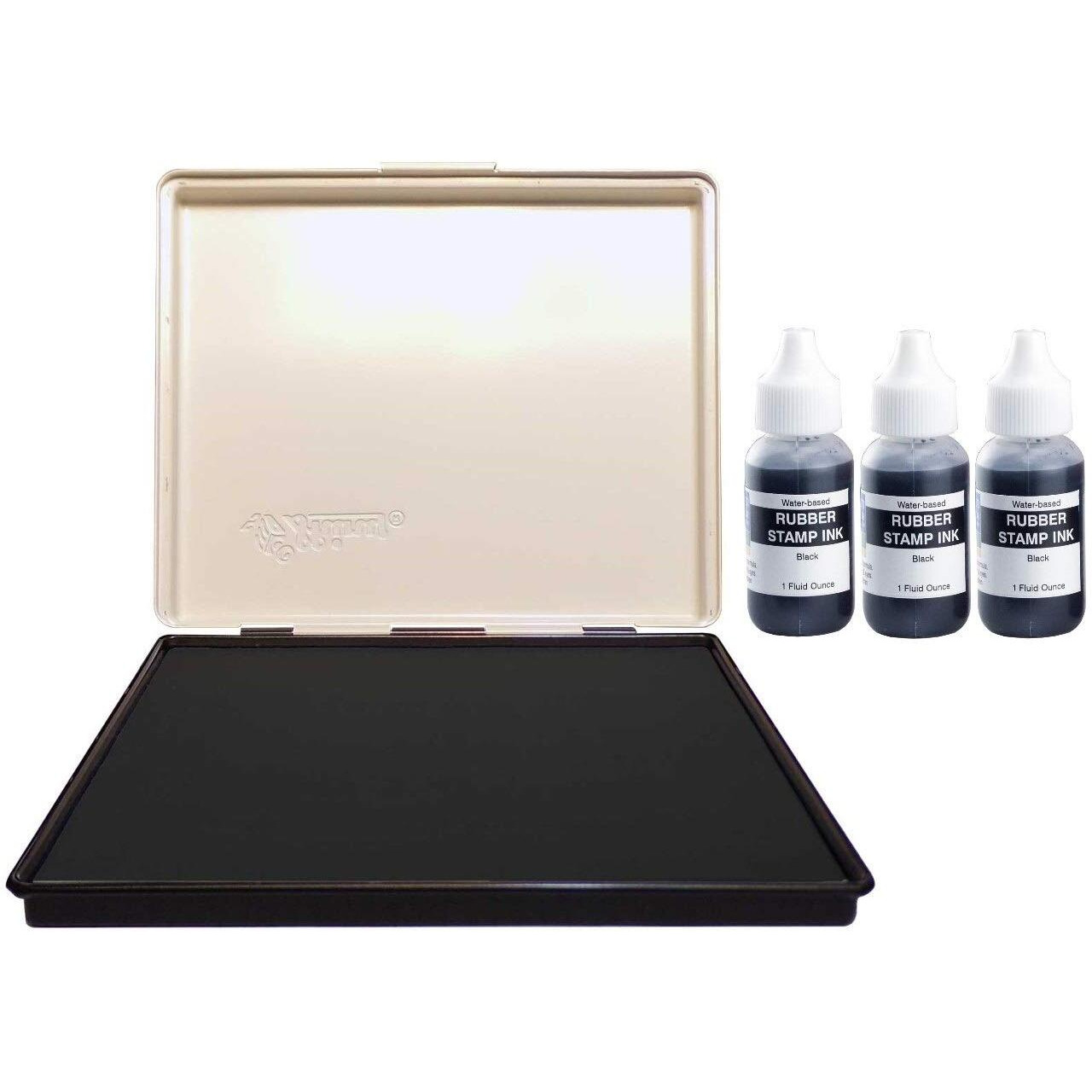 Uimprint Extra Large 8'' X 12'' Industrial Rubber Stamp Ink Pad In Metal Case  Black Stamp Pad