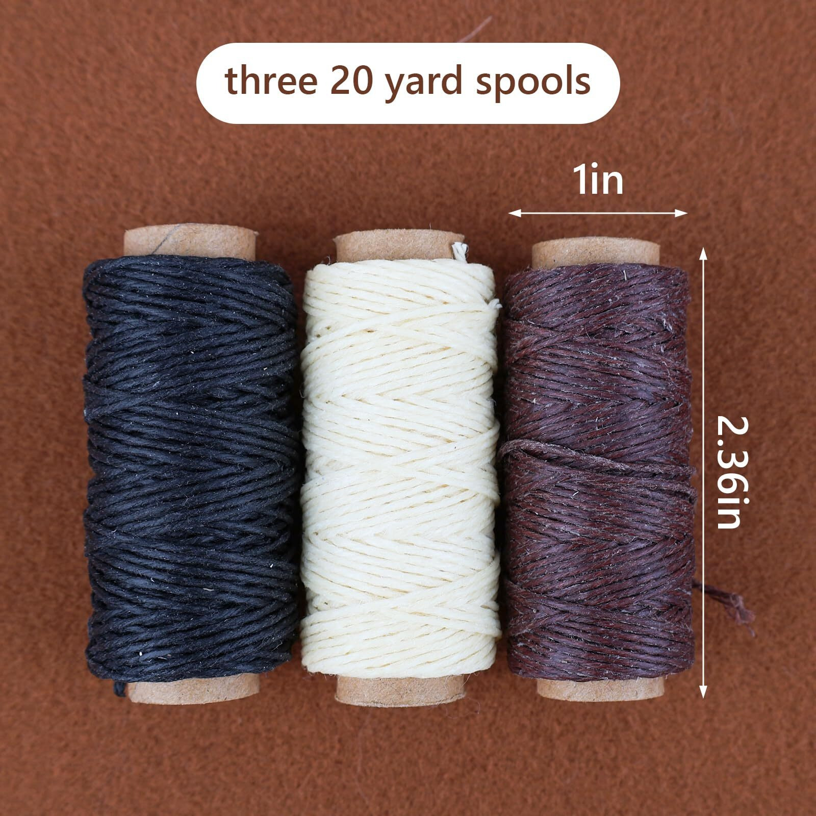 Lineco  Natural Waxed Linen Thread 20 Yards  Books By Hand Natural  Black  Brown Color For Sewing  Bookbinding (3/Pkg)