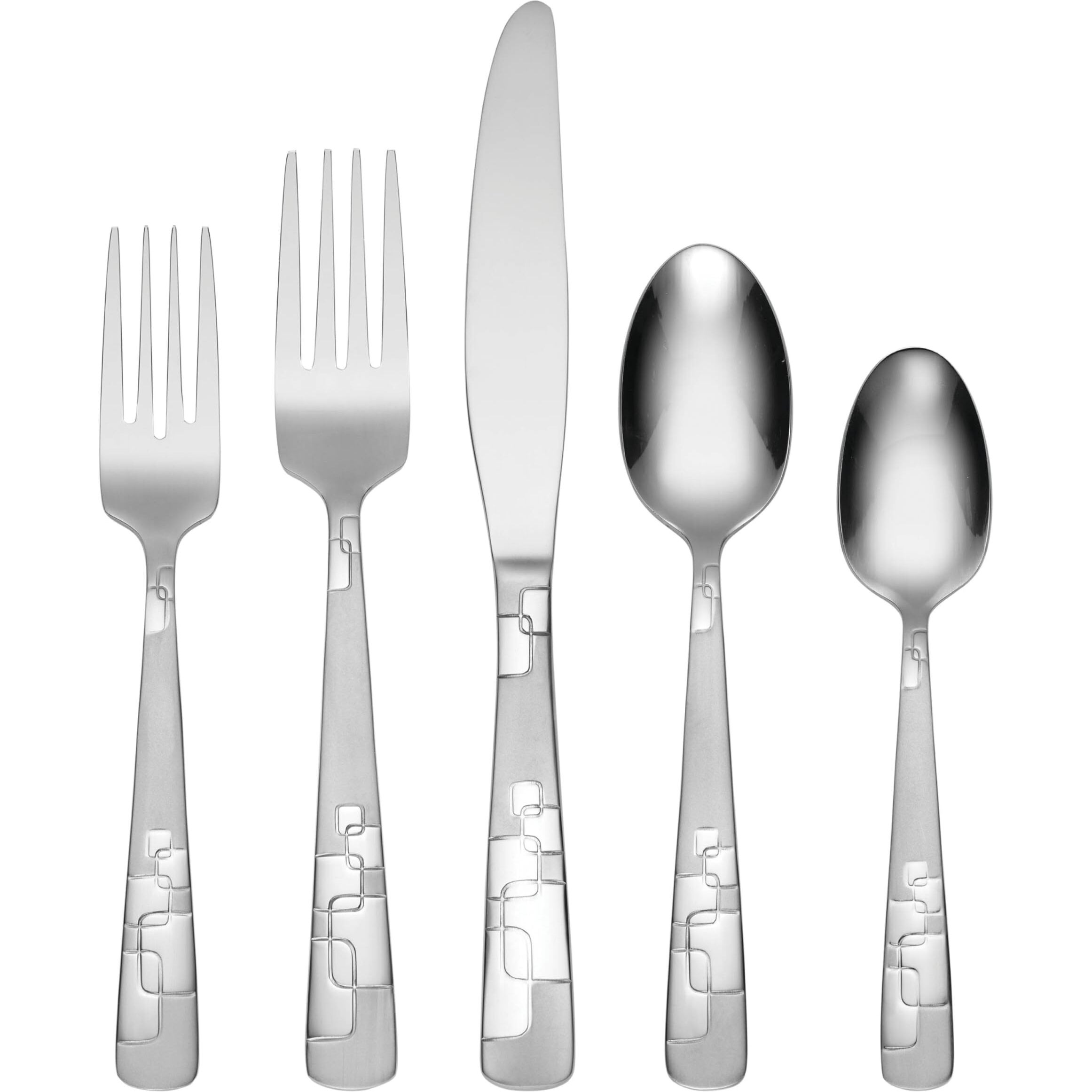 Oneida Quadratic 20 Piece Everyday Flatware  Service For 4  18/0 Stainless Steel  Silverware Set  3.6 X 6.3 X 10.3 Inches