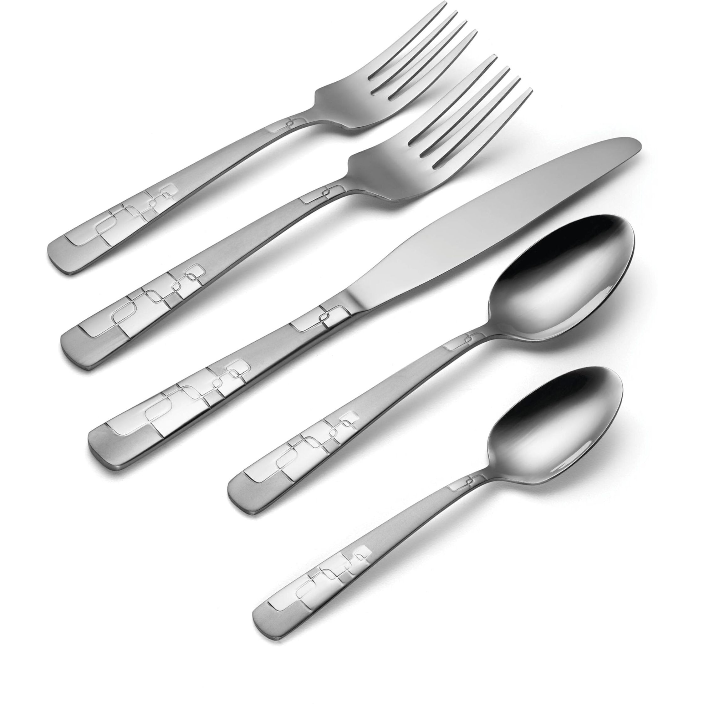 Oneida Quadratic 20 Piece Everyday Flatware  Service For 4  18/0 Stainless Steel  Silverware Set  3.6 X 6.3 X 10.3 Inches