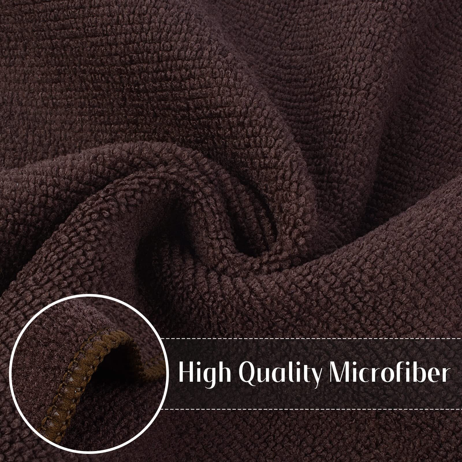 Sinland Absorbent Microfiber Dish Cloth Kitchen No Streak Cleaning Cloth Dish Rags Lens Cloths 12 Inch X 12 Inch 12 Pack Dark Brown