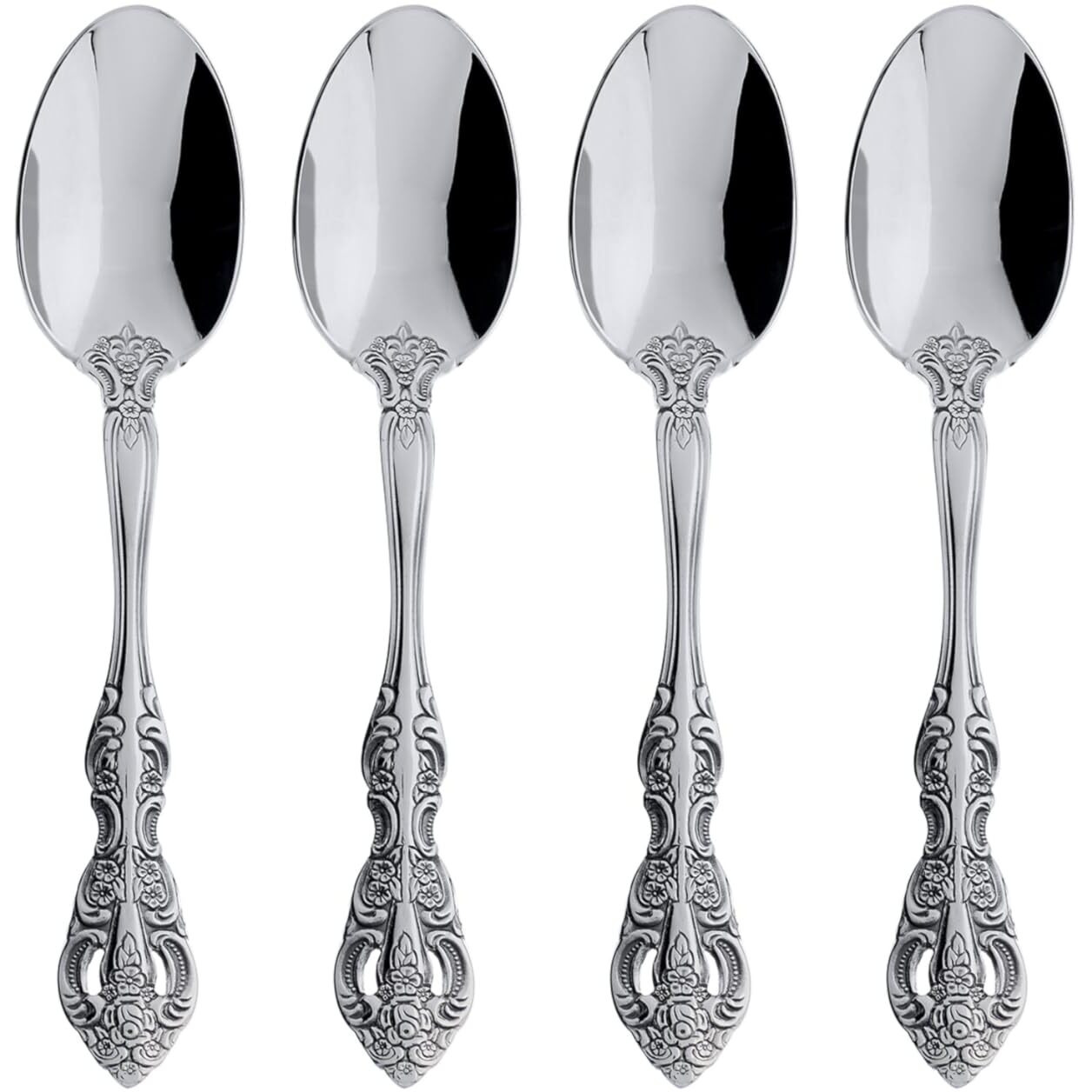 Oneida Michelangelo Fine Flatware Teaspoons  Set Of 4   18/10 Stainless Steel  Silverware Set  Dishwasher Safe