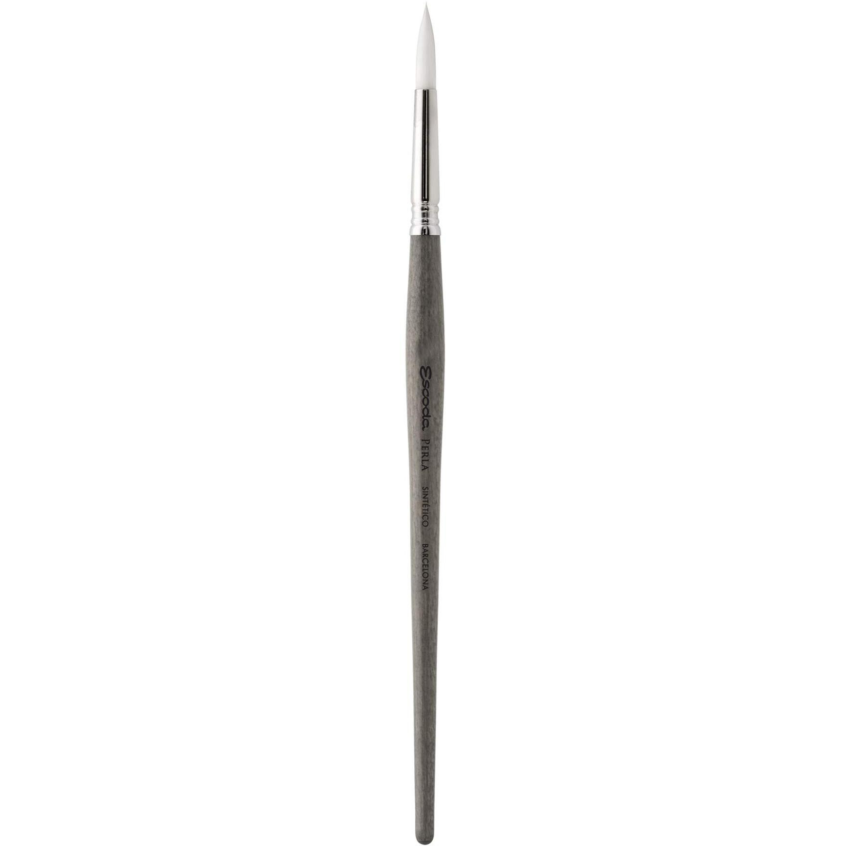 Escoda Perla Series 1430 Short Handle Round Artist Watercolor Brush  2  White Toray Filament