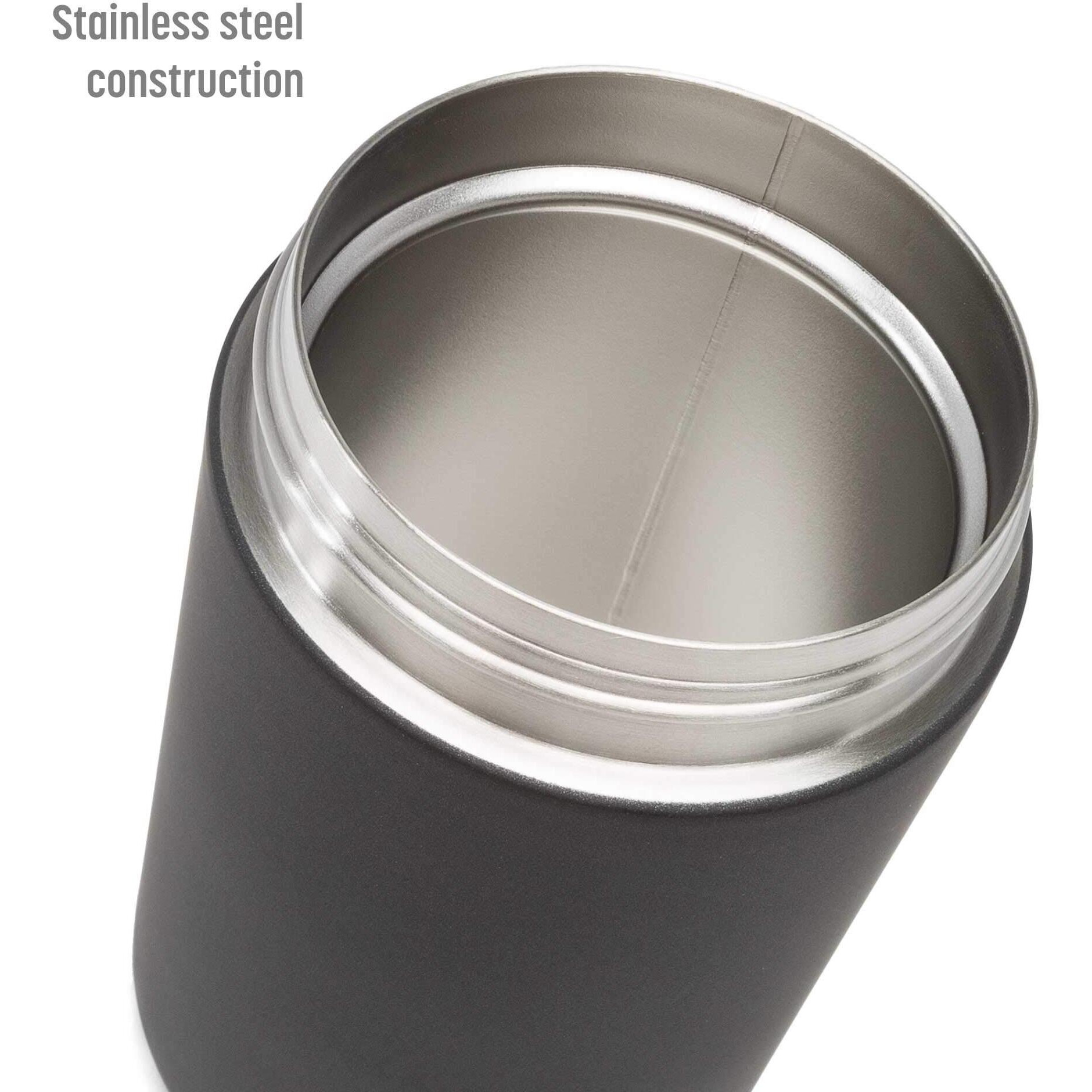 Goodful Stainless Steel Food Jar  Double Wall Vacuum Sealed Insulated Food Storage Container With Carry Handle Lid  16-Ounce  Gray