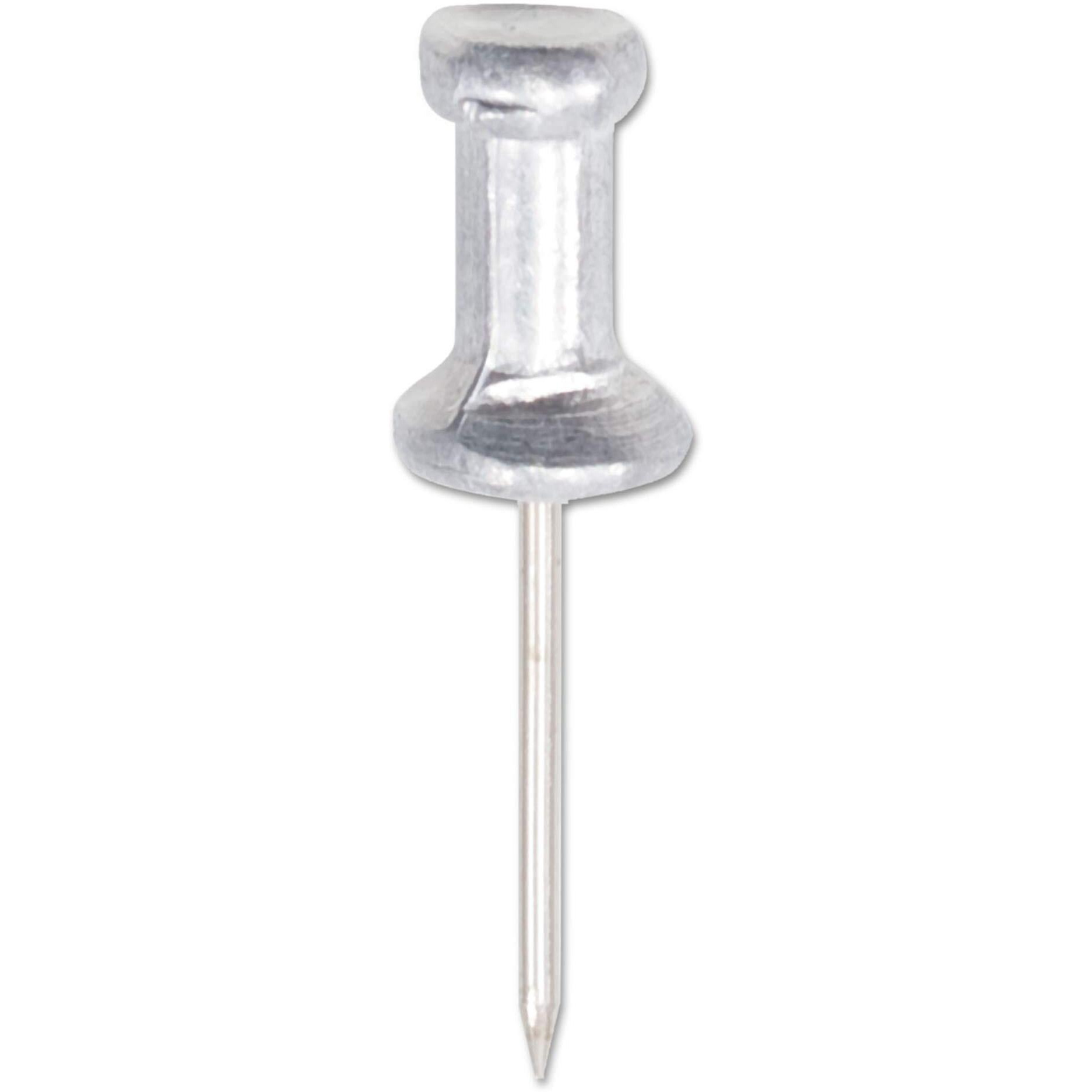 Gem Cpal5 Aluminum Head Push Pins  Aluminum  Silver  5/8-Inch  100/Box