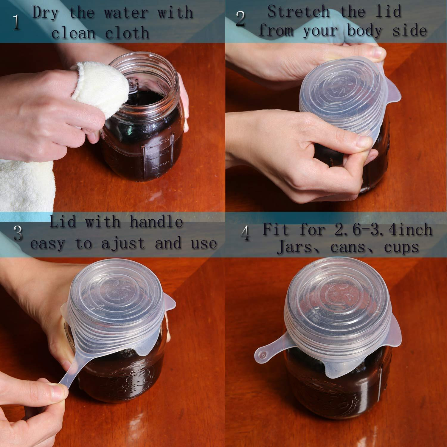 Small Silicone Stretch Lids 5 Pack Of 2.5 Inch Reusable Stretch Cover  Silicone Stretch And Seal Lids Fit For 2.6 To 3.4 Inch Can Cup Regular And Wide Mouth Mason Jar