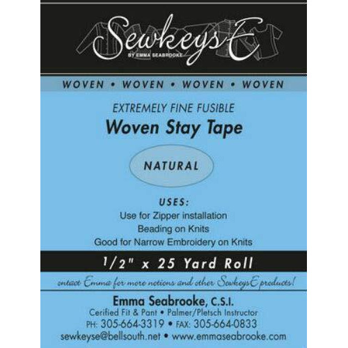 Field's Fabrics Natural - 1/2"" Woven Stay Tape - 0.5"" X 25 Yards Sewkeyse Extremely Fine Fusible Tape Sold By The 25 Yard Roll (Sst-03) M494.12