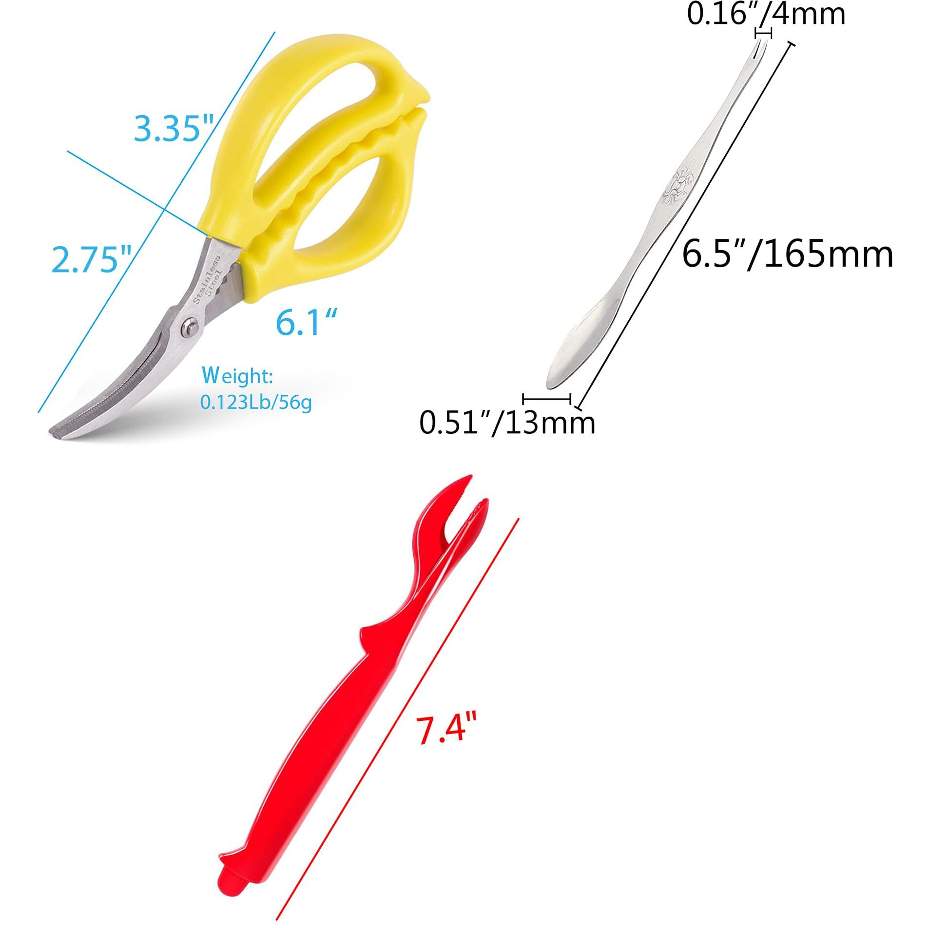 Endurance Kitchen Shears Seafood Scissors For Shrimp Crab Lobster Snow Crab 6.1 Inch Stainless Steel