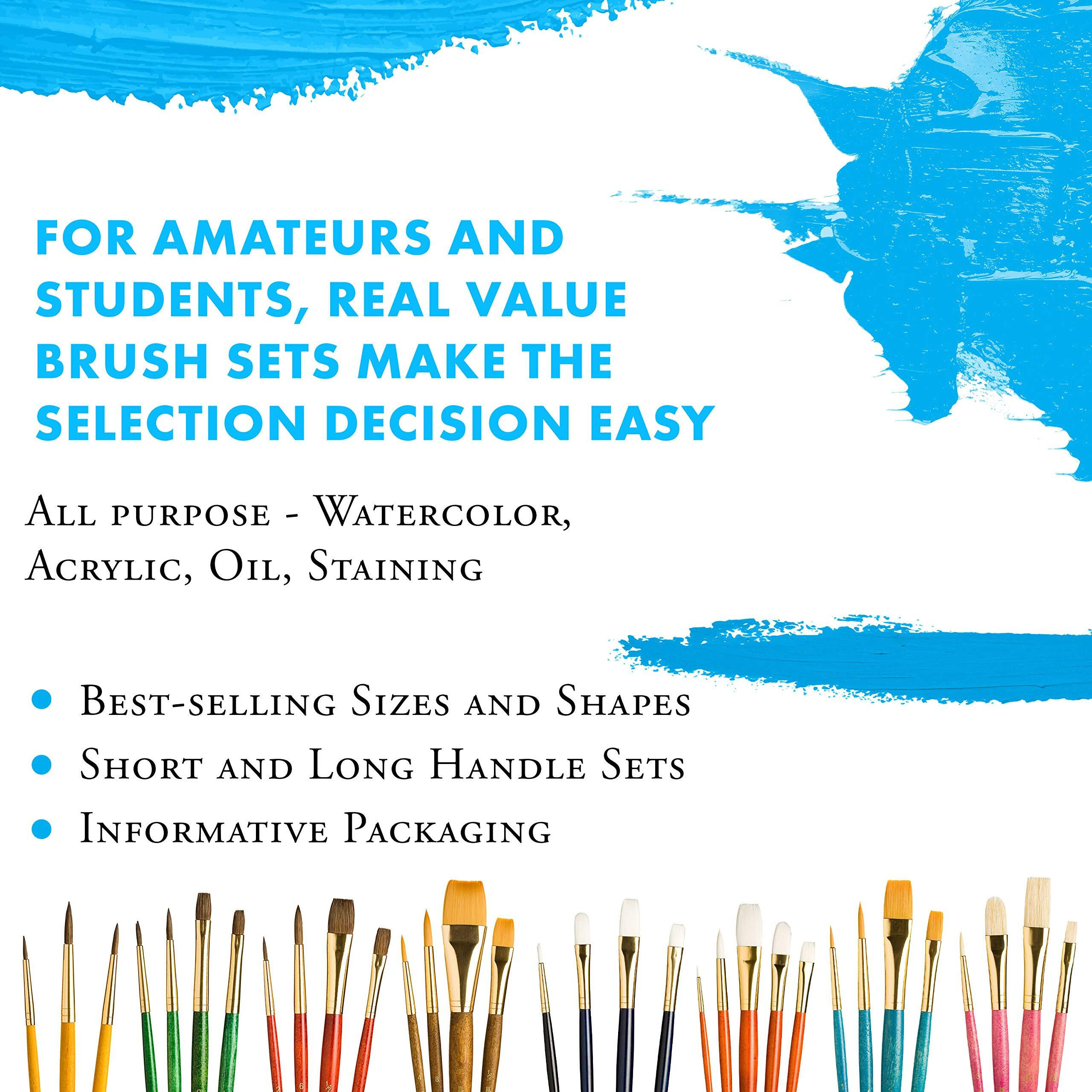 Princeton Realvalue Paintbrush  Round 1 4  Wash 1/4  Flat 1/2  Blue