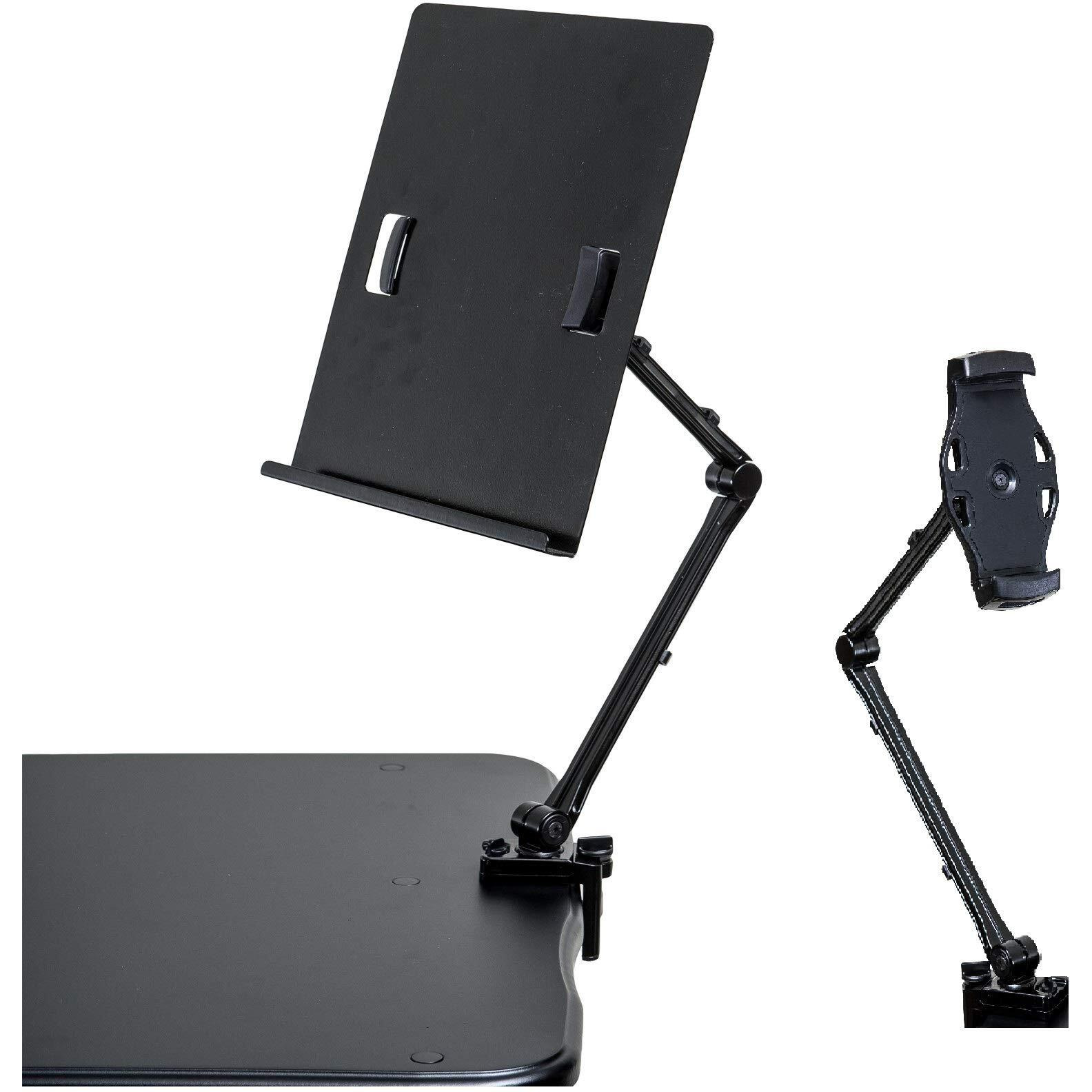 Trendesks Document Copy Holder And Tablet/Cellphone Holder 2-In-1 (Black)  Full Motion  Pull To Adjust Height  Angle And Direction