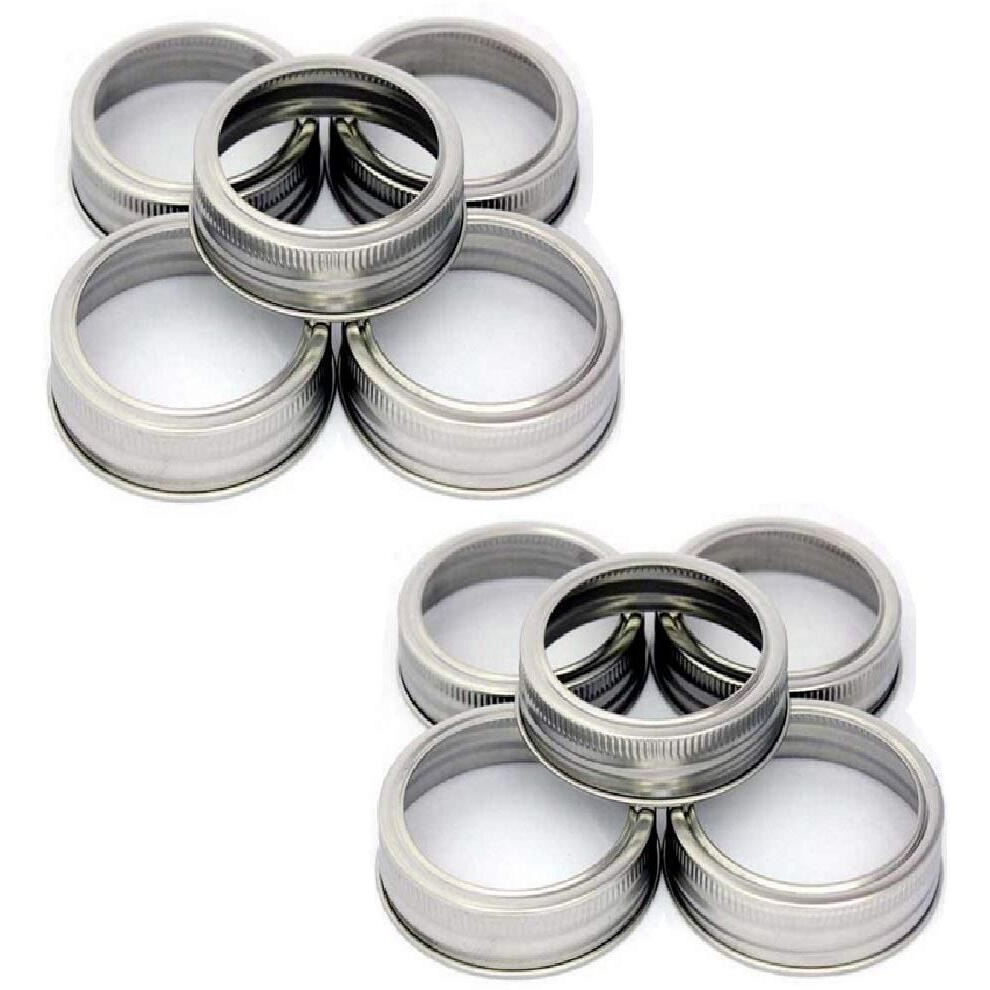 Mason Jar Replacement Rings Or Tops Durable & Rustproof Tinplate Metal Bands/Rings For Mason Jar  Jar  Canning Jars Storage (Set Of 10 Wide Mouth)