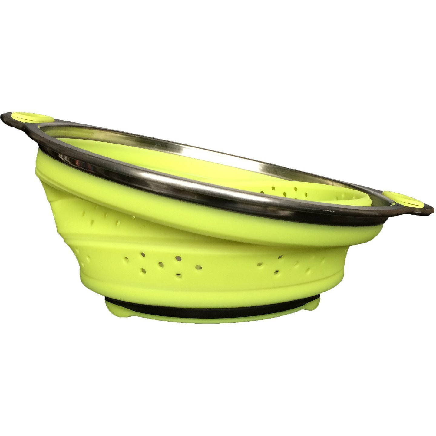 Oneida 8 Inch Color Burst Stainless Steel Silicone Collapsible Colander Strainer - Green