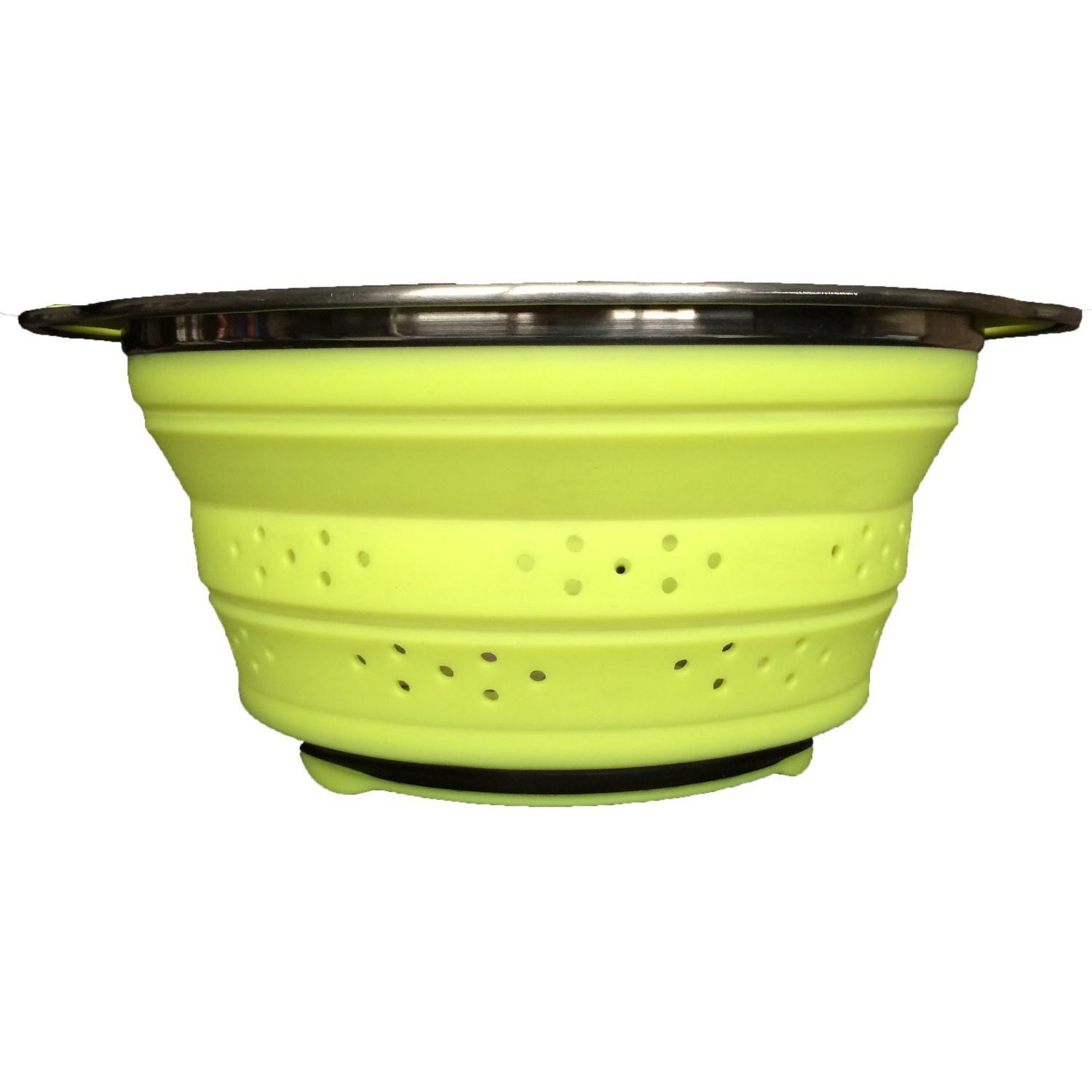 Oneida 8 Inch Color Burst Stainless Steel Silicone Collapsible Colander Strainer - Green