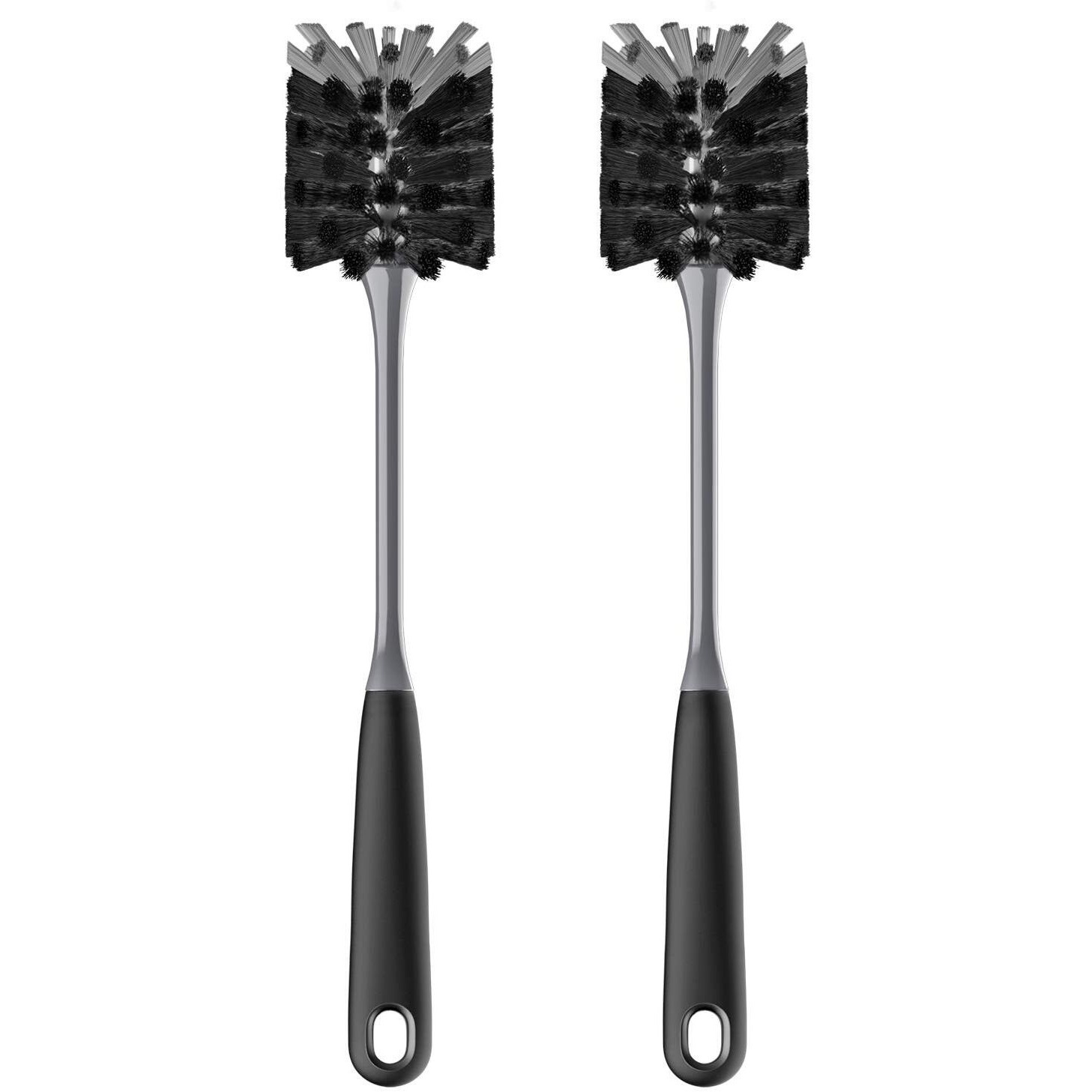 Mr.Siga Long Handle Bottle Brush  Flexible Scrub Brush For Water Bottles  Glasswares  Mugs  Black  2 Pack