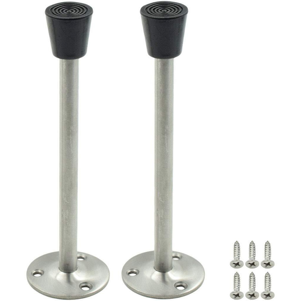 Rannb Door Stopper Stainless Steel Wall Mount Doorstop With Rubber Tip 160Mm/6.3"" Total Length - Pack Of 2