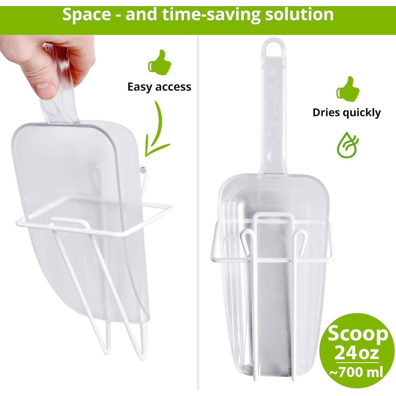 [24 Oz] Cusinium Ice Scoop W/Ice Scoop Holder Bundle