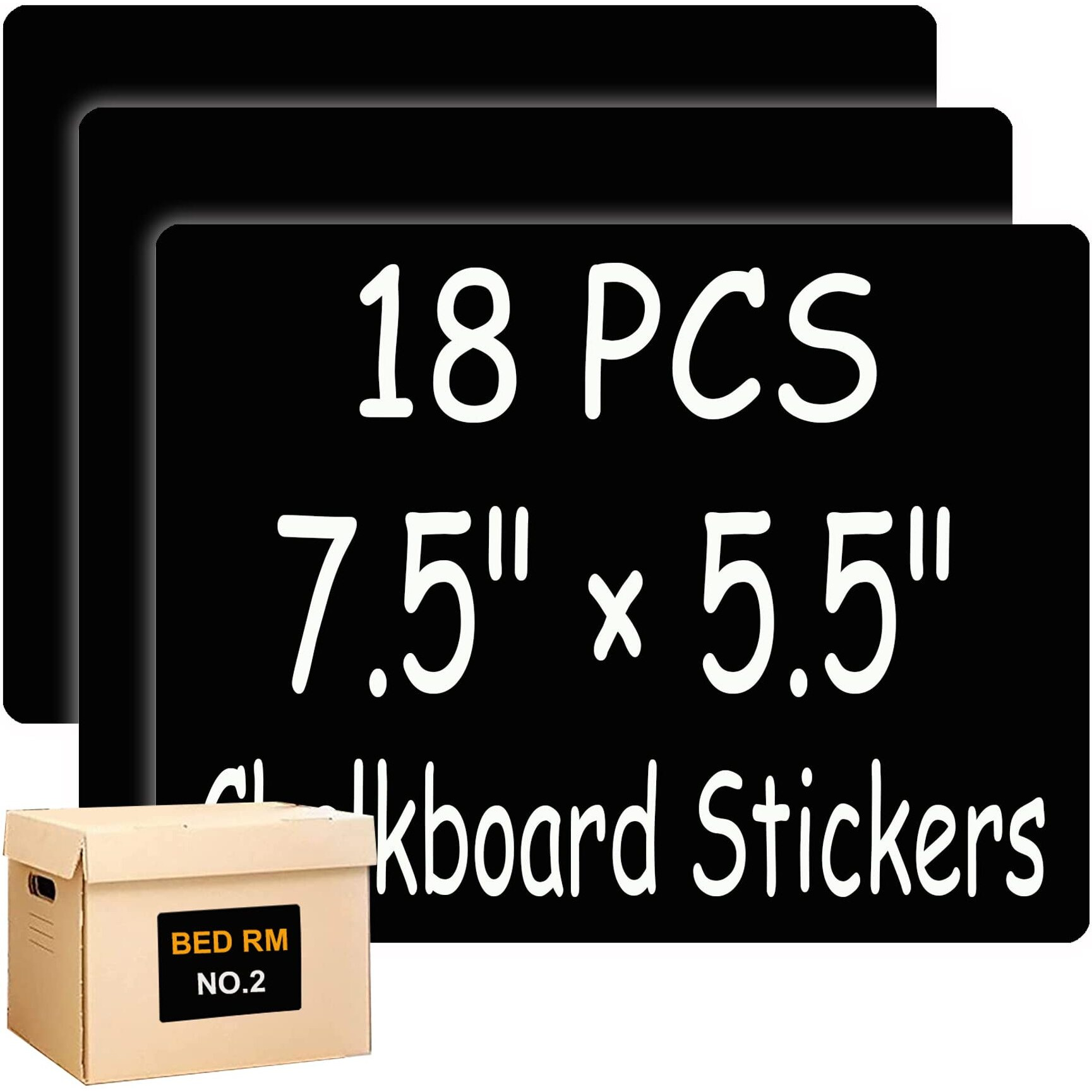 Chalkboard Labels Extra Large Waterproof Adhesive Rectangles Chalkboard Stickers Erasable&Reusable Black Board Sticker For Boxes Jars Containers-7.5'' X 5.5'' Pack Of 18