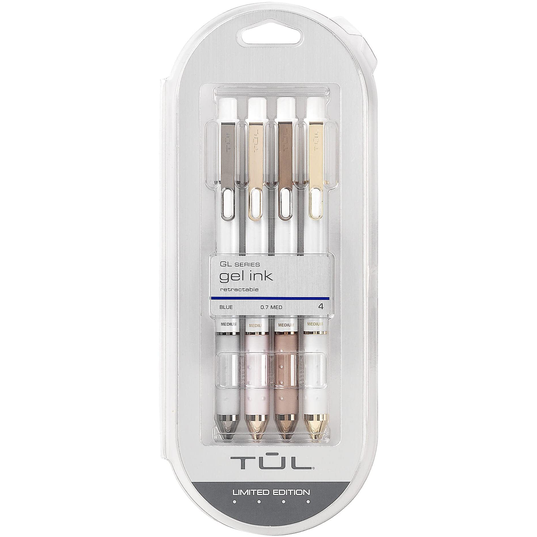 Tul Pearl Collection Gel Pens  Medium Point  0.7Mm  Pearl Barrel  Blue Ink  Pack Of 4