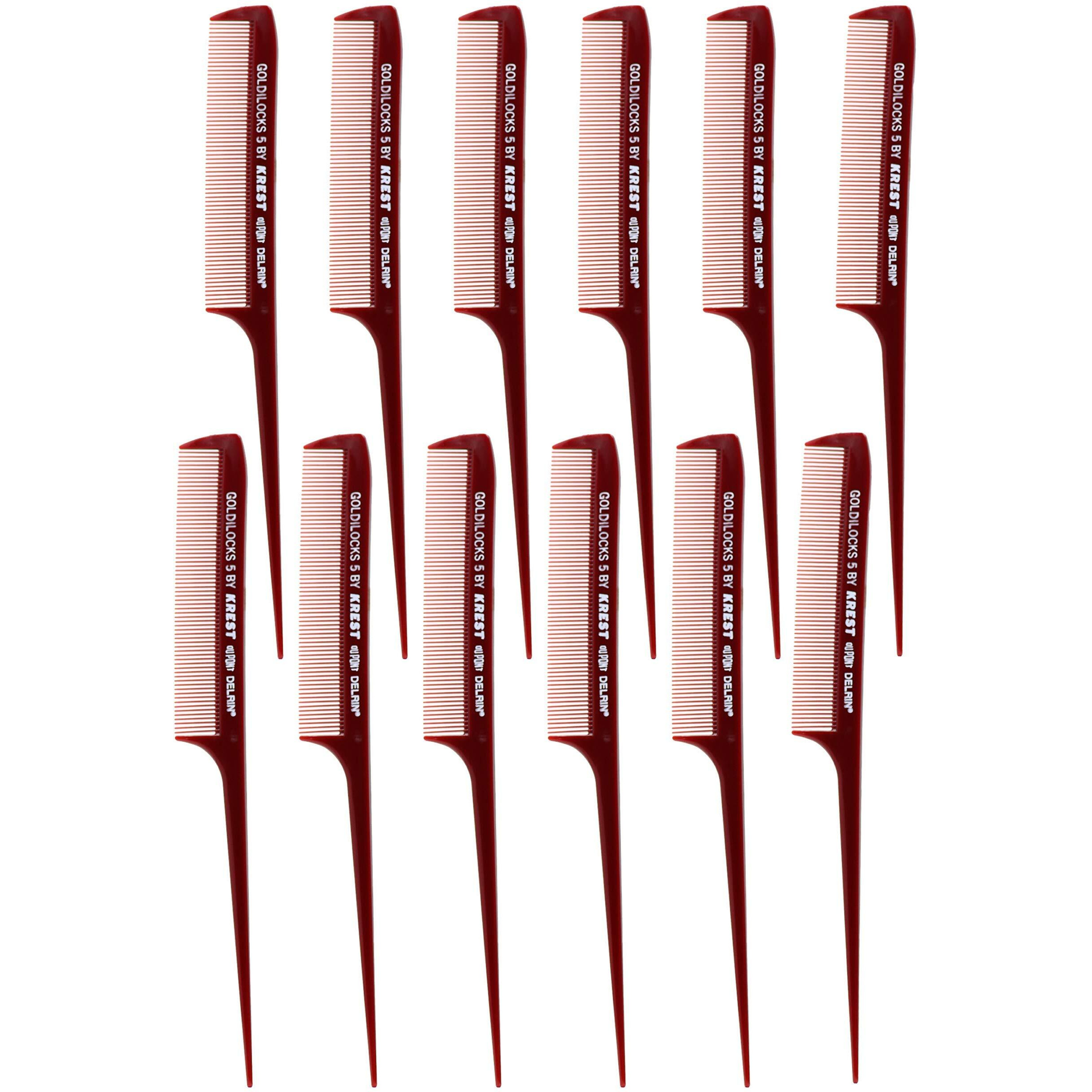 Krest Goldilocks G5 8-1/2 Rattail Comb Extra-Fine Tooth. Heat Resistant Hair Combs. 1 Dz.