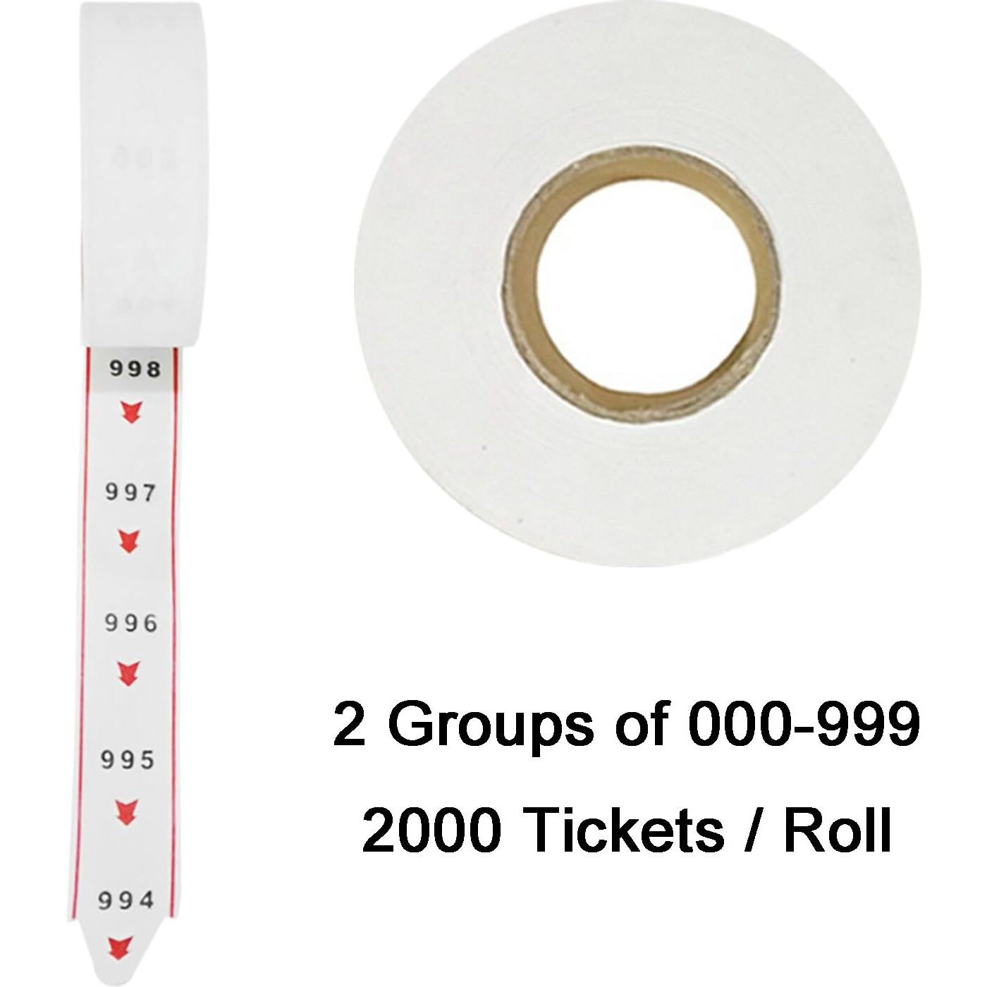 Take A Number Tickets 3-Digit Turn-O-Matic Tickets Roll For K-T Ticket Dispenser 2000 Tickets 2 Groups Ticket Number From 000-999 White