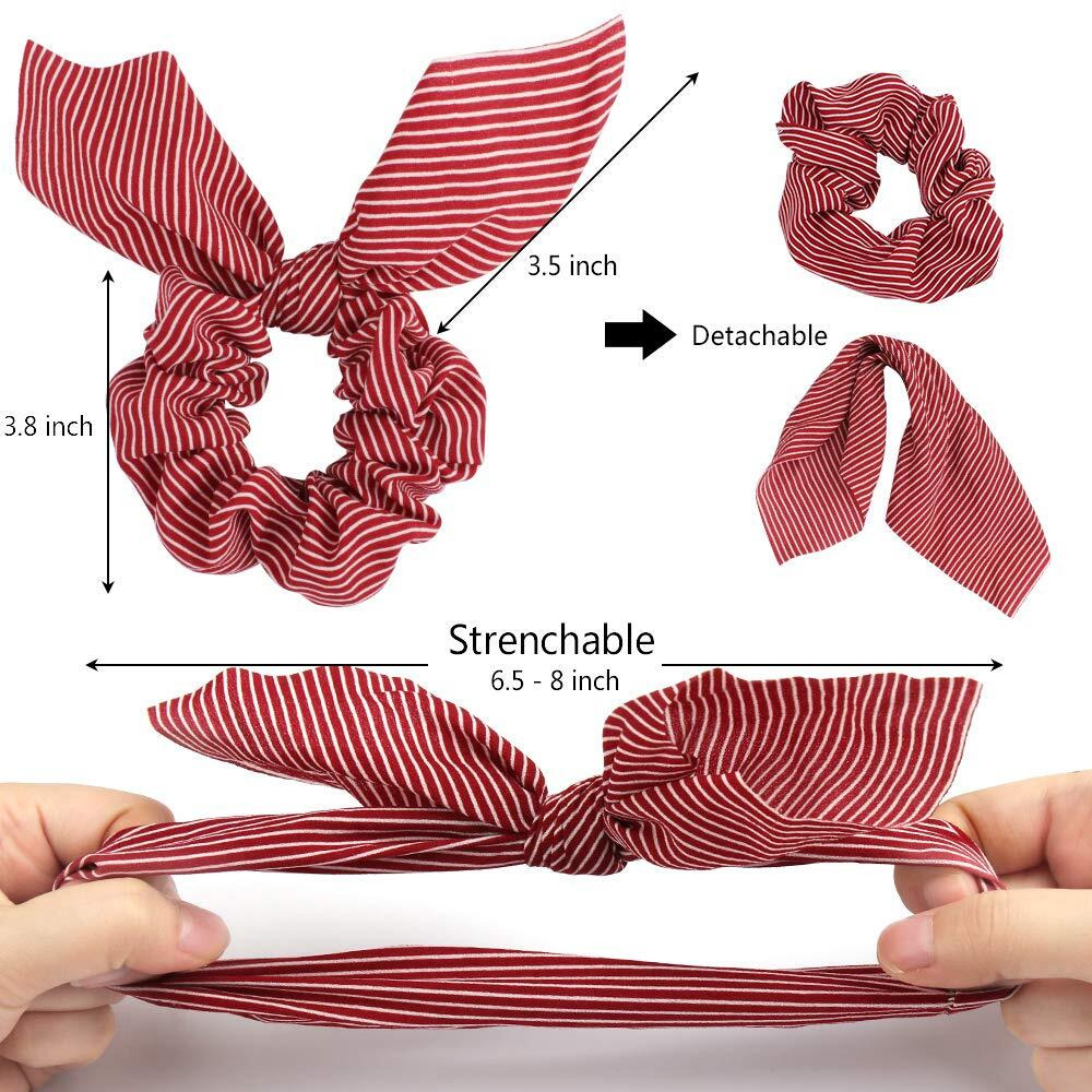 Aoprie Chiffon Hair Bunny Ear Scrunchies With Bow - 20Pcs Elegant Hair Elastics  Ponytail Holders & Soft Hair Bands