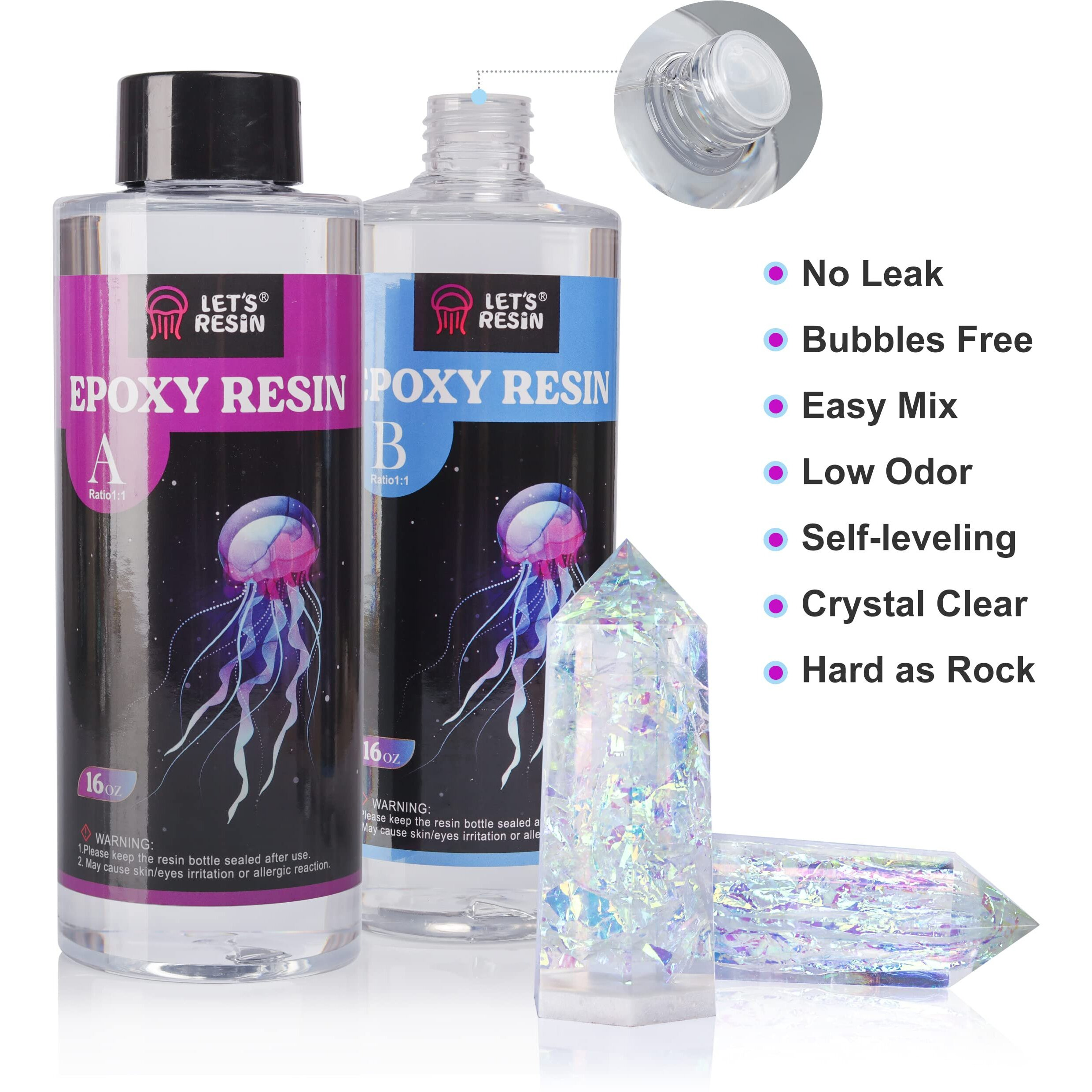 Let's Resin Crystal Clear Epoxy Resin  32Oz Bubbles Free Epoxy Resin  Table Top & Bar Top Casting Resin  Clear Epoxy Resin For Art Crafts