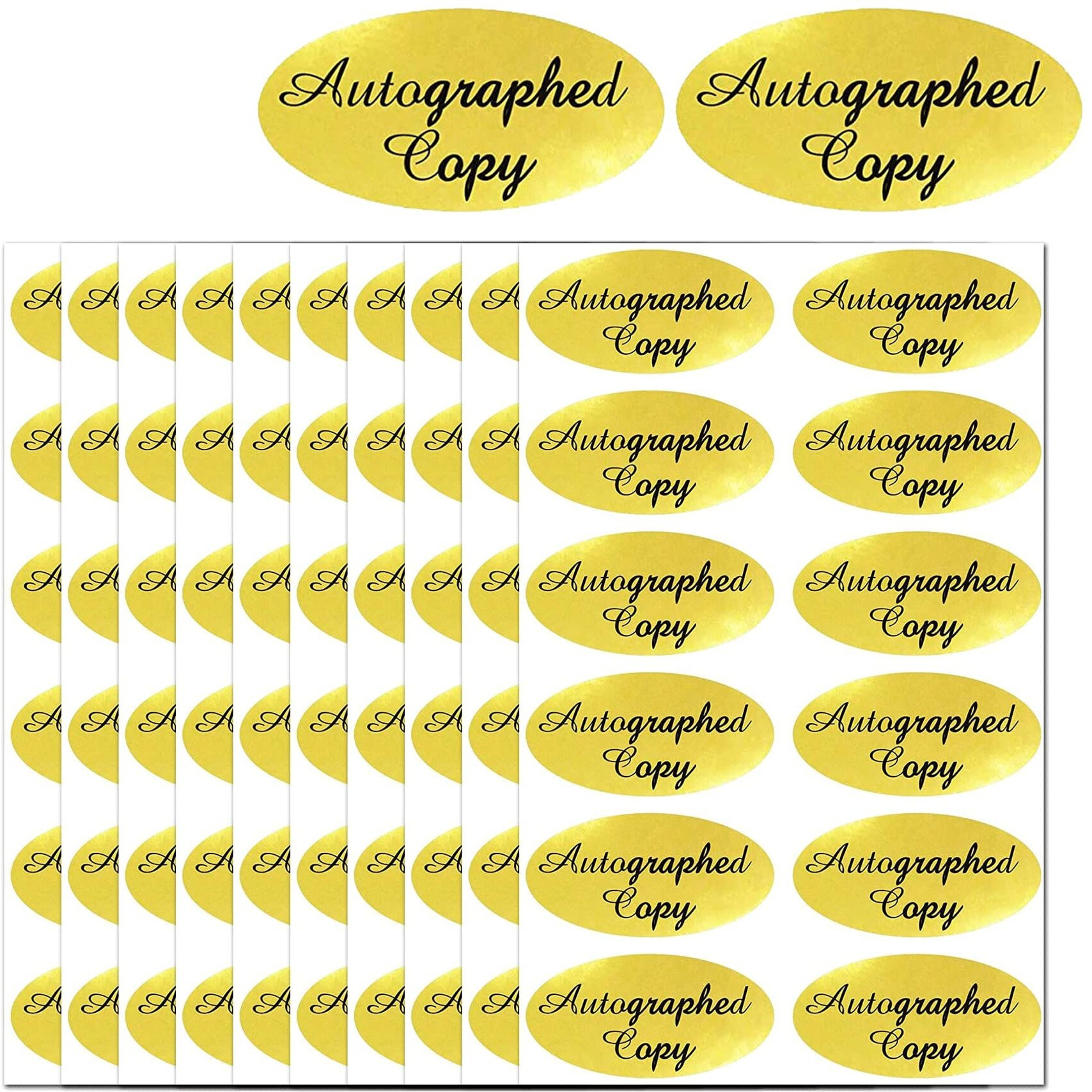 1008 Pcs 'Autographed Copy' Stickers-1 X 2Inch Oval Gold Foil Labels Gold Foil Autographed Sticker Autographed By The Author Stickers Oval Autographed Copy Stickers For Paperback Books Novels Signings