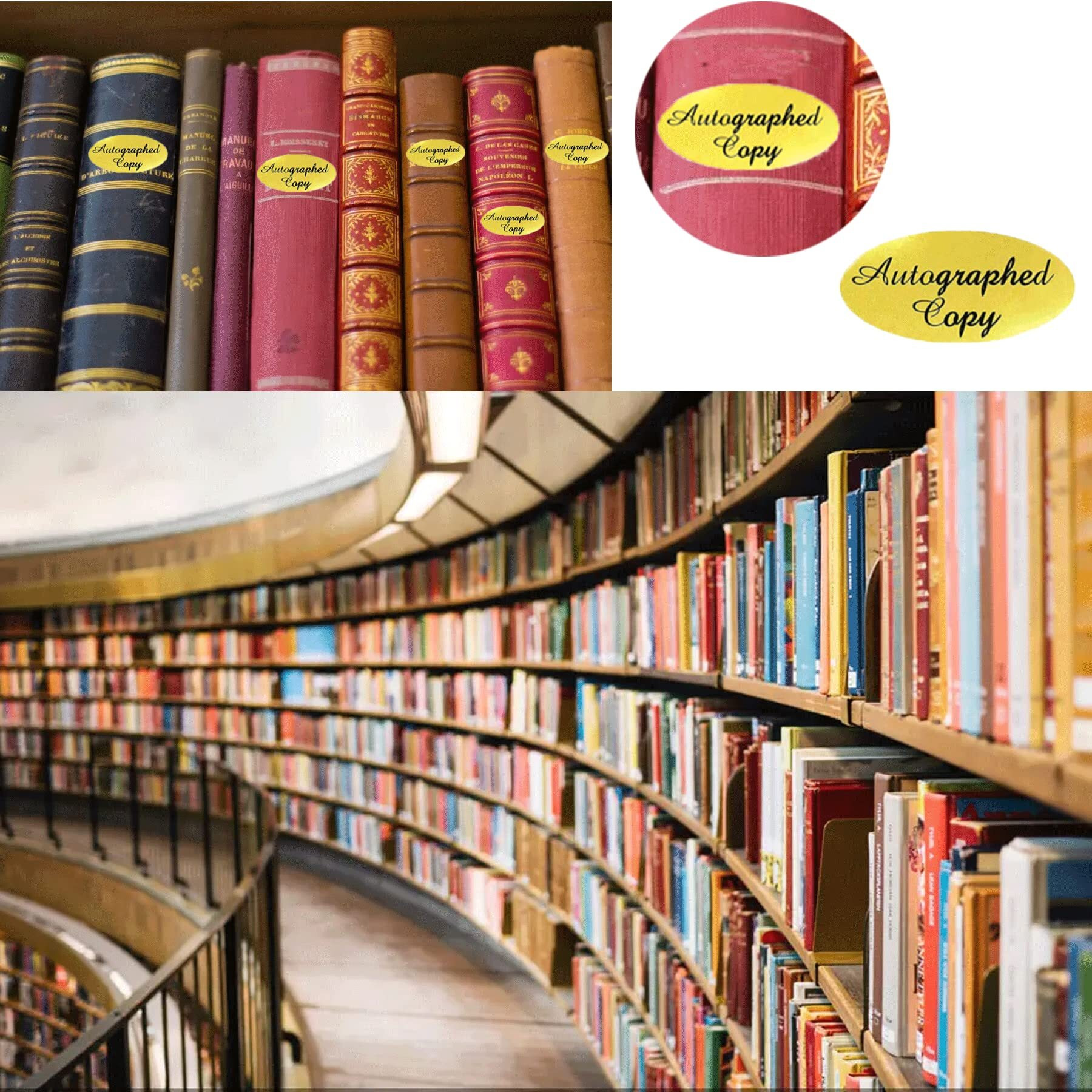 1008 Pcs 'Autographed Copy' Stickers-1 X 2Inch Oval Gold Foil Labels Gold Foil Autographed Sticker Autographed By The Author Stickers Oval Autographed Copy Stickers For Paperback Books Novels Signings