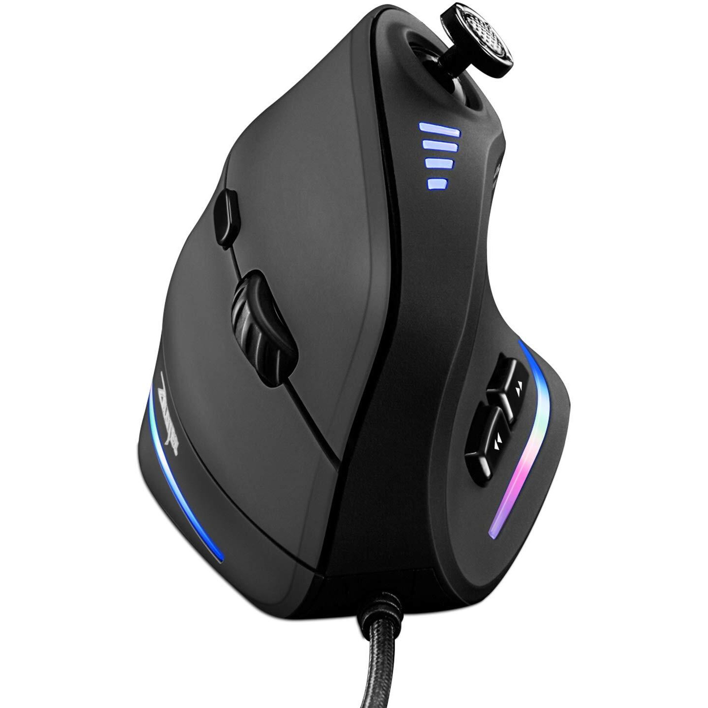 Trelc Gaming Mouse With 5 D Rocker  Ergonomic Mouse With 10000 Dpi/11 Programmable Buttons  Rgb Vertical Gaming Mice Wired For Pc/Laptop/E-Sports/Gamer (Black)