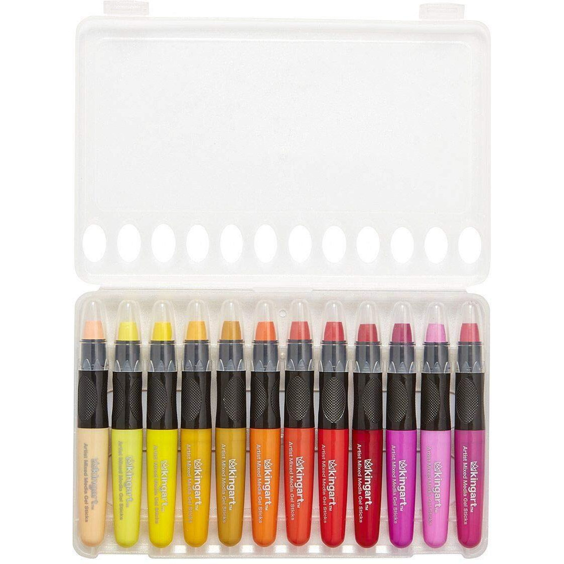 Kingart 580-48 Gel Stick Set  Artist Pigment Crayons  48 Unique Colors  Water Soluble  Creamy  And Odorless  Use On Paper  Wood  Canvas And More