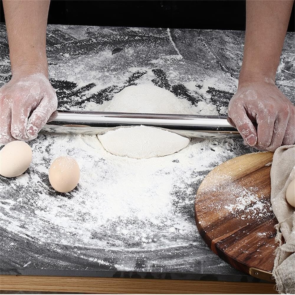 Rolling Pin  Smooth Stainless Steel Rolling Pin  Rolling Pin For Baking Fondant  Pizza  Pie  Pastry  Pasta  Dough  Cookies (16.7In)