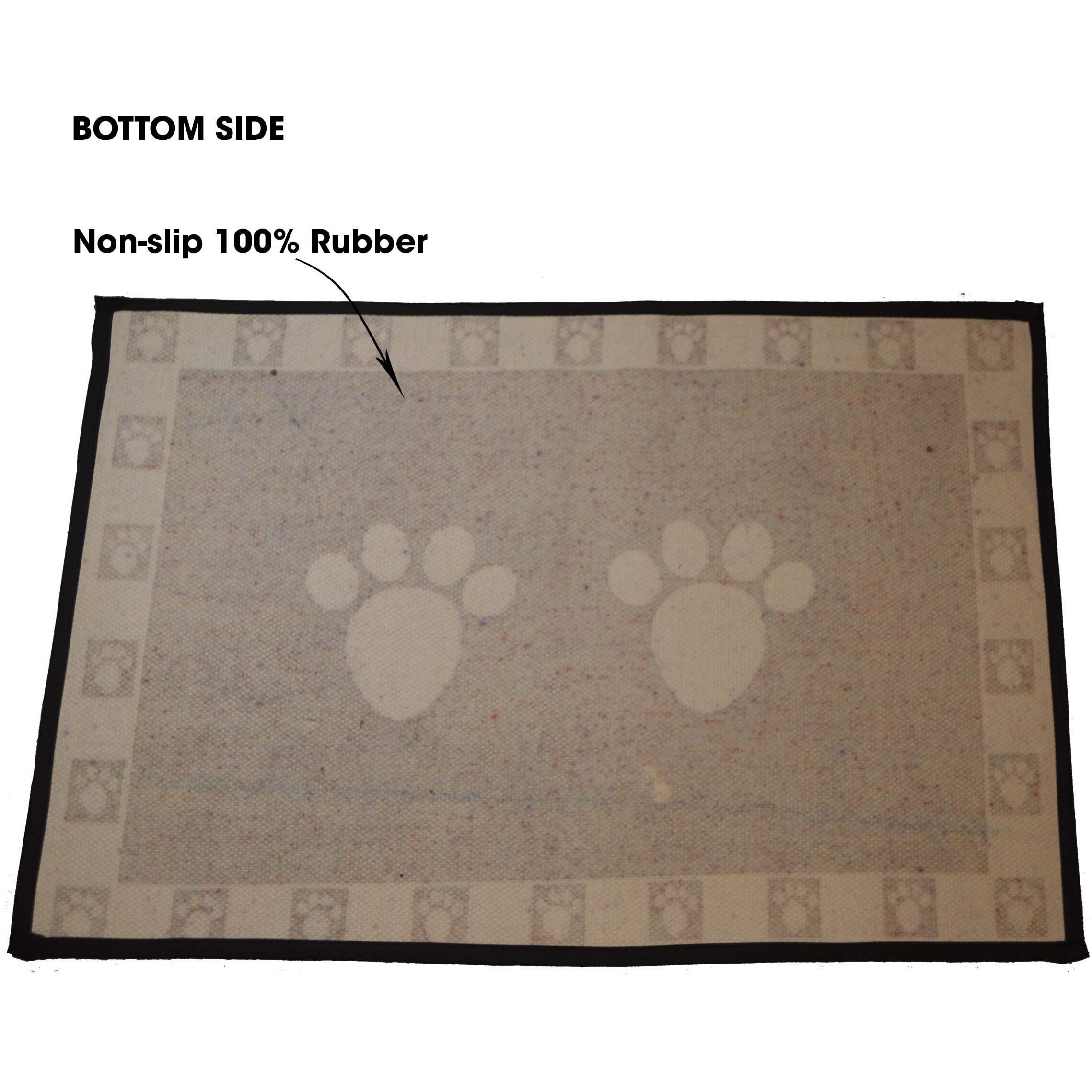 Petrageous 10209 Paws Tapestry Dog Non-Skid Machine Washable Placemat For Pet Feeding Stations With Rubber Backing 13-Inch By 19-Inch For Dogs And Cats  Black And Natural