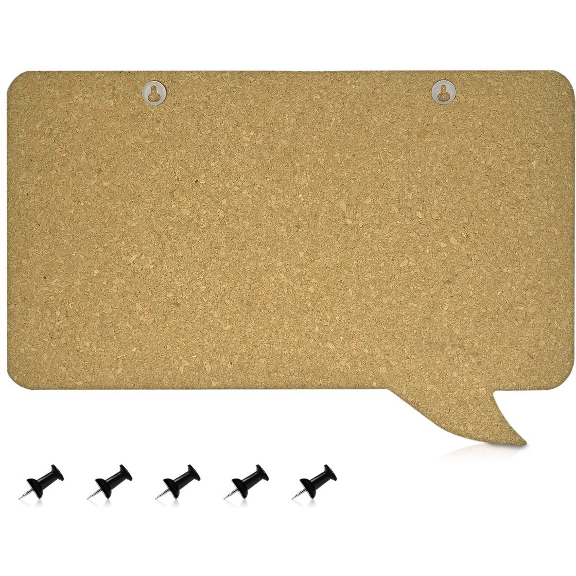 Navaris Cork Board Bulletin Board - Rectangular Speech Bubble Design 11 X 17 In  Includes 5 Pins - Message Noticeboard Memo Shape Display Pinboard