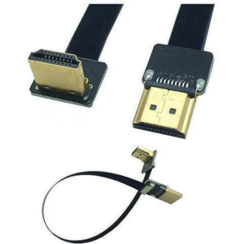 Kework Fpv Hdmi Cable  20Cm Fpv Hdmi Slim Flat Cable  90 Degree Upward Standard Hdmi Male Interface To Standard Hdmi Male Interface For Red Bmcc Fs7 C300 (Single Upward)
